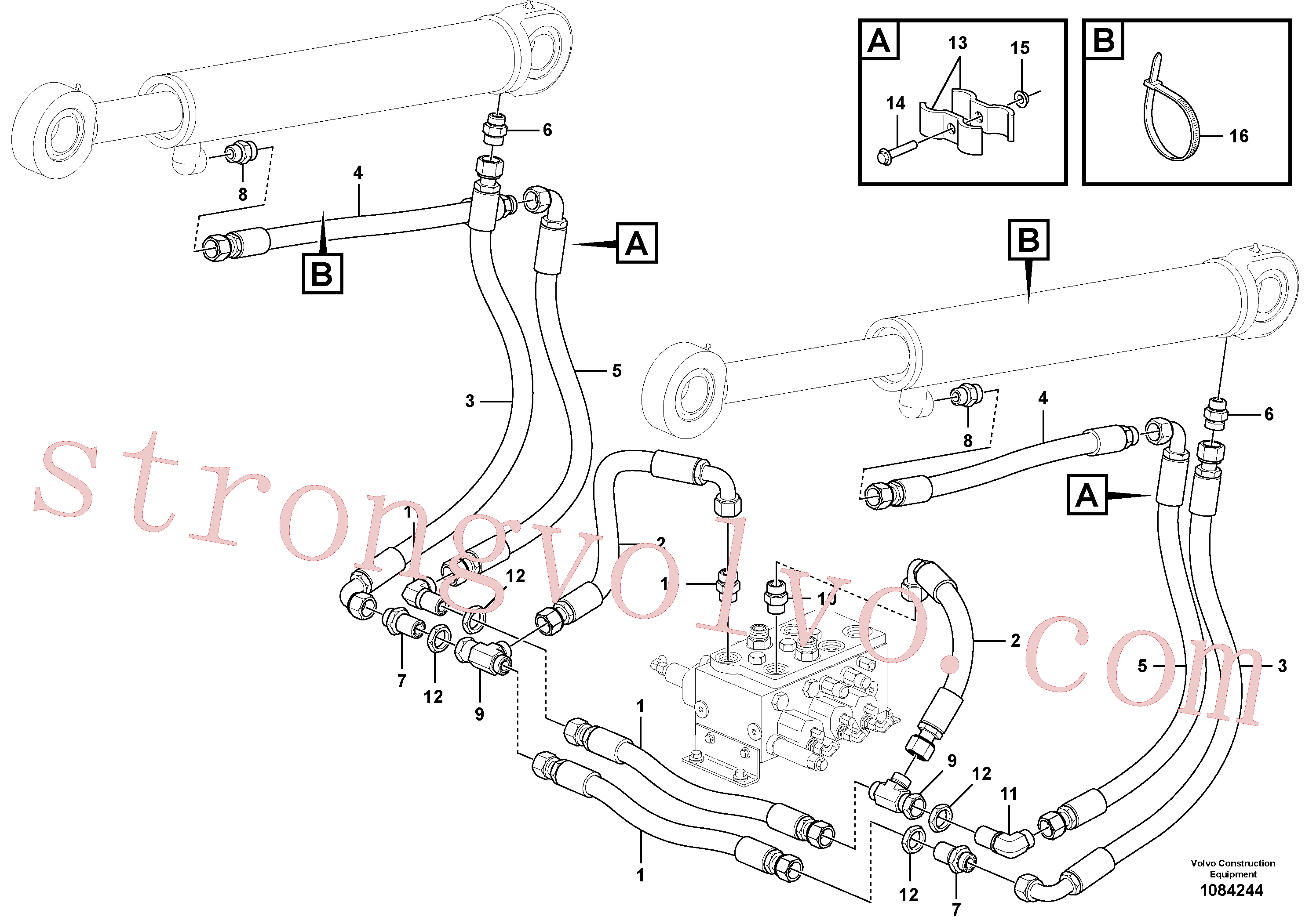 VOE978435 Volvo Linhas hidráulicas - hidráulico de elevação(1084244 Montagem)