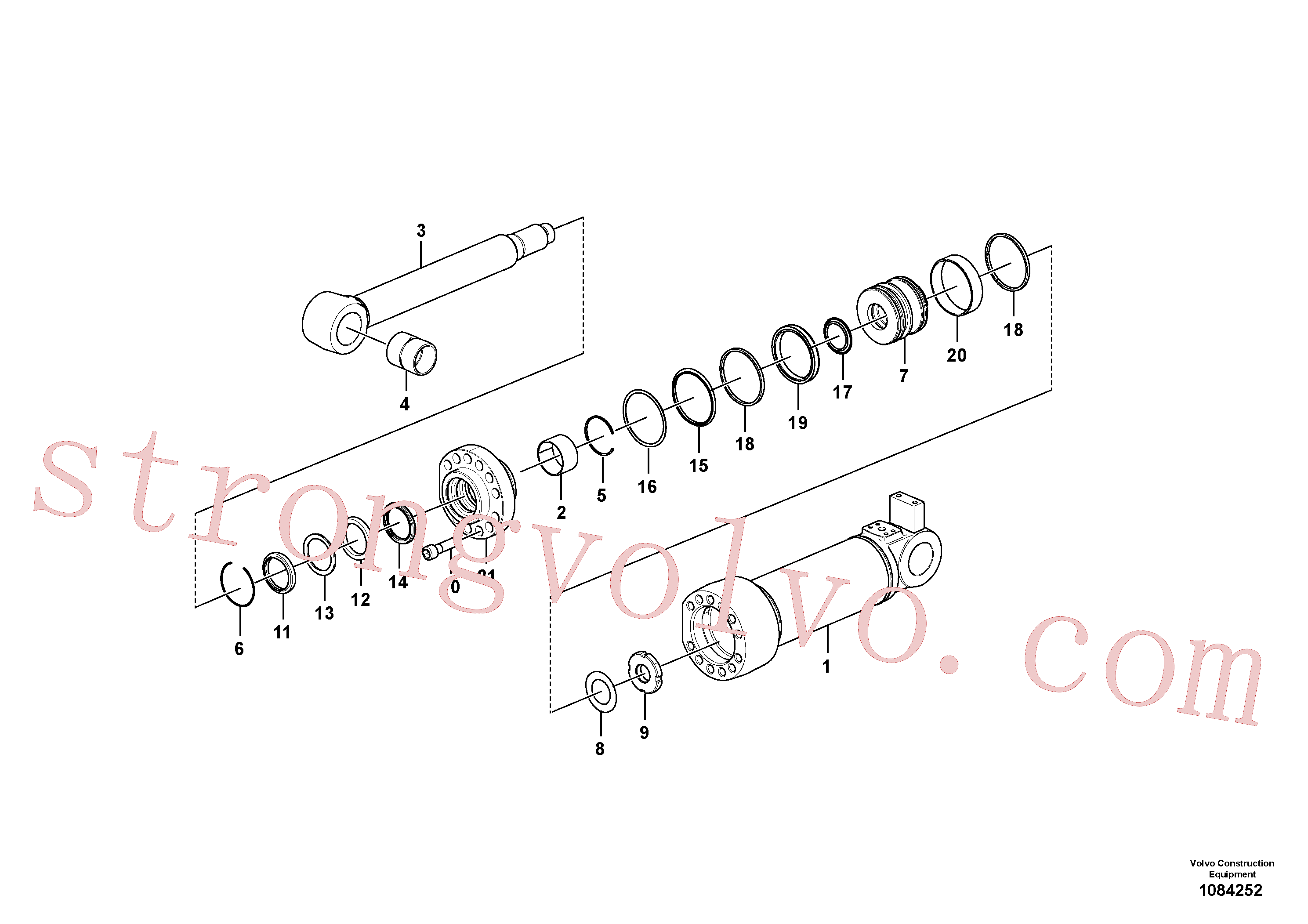 VOE14517951 Volvo Cilindro da lâmina niveladora(1084252 Montagem)