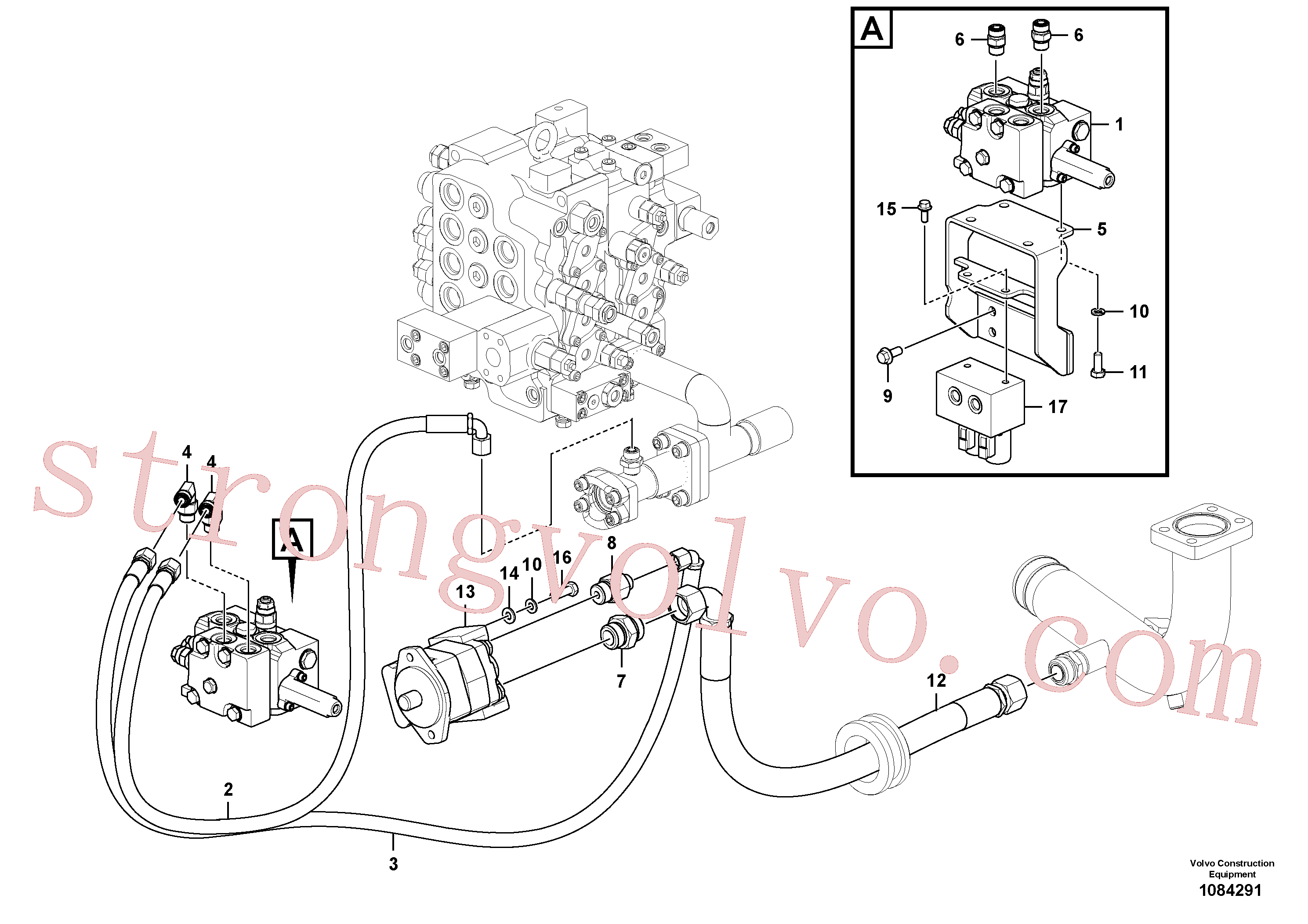 VOE937521 Volvo Hidráulica de serviço, inclinação e rotor na estrutura superior(1084291 Montagem)