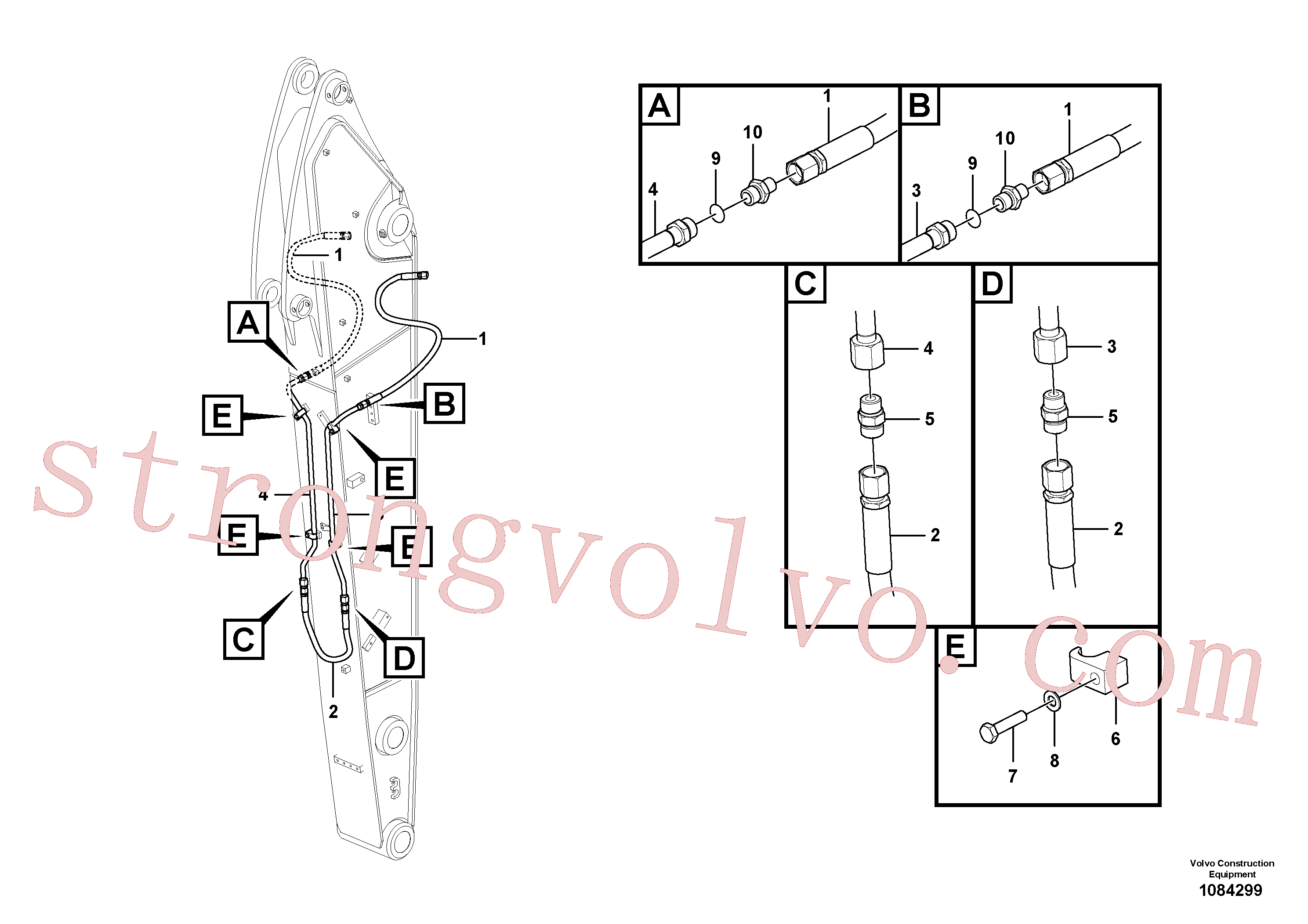 VOE15095022 Volvo Hidráulica de serviço, inclinação e rotor no braço de afundamento(1084299 Montagem)