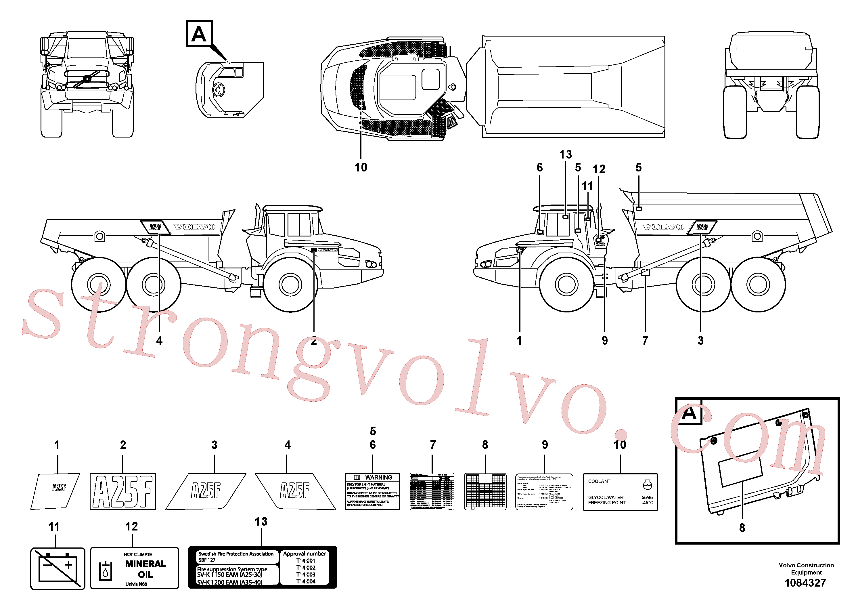 VOE11125707 Volvo Placas de sinalização e etiquetas adesivas(1084327 Montagem)