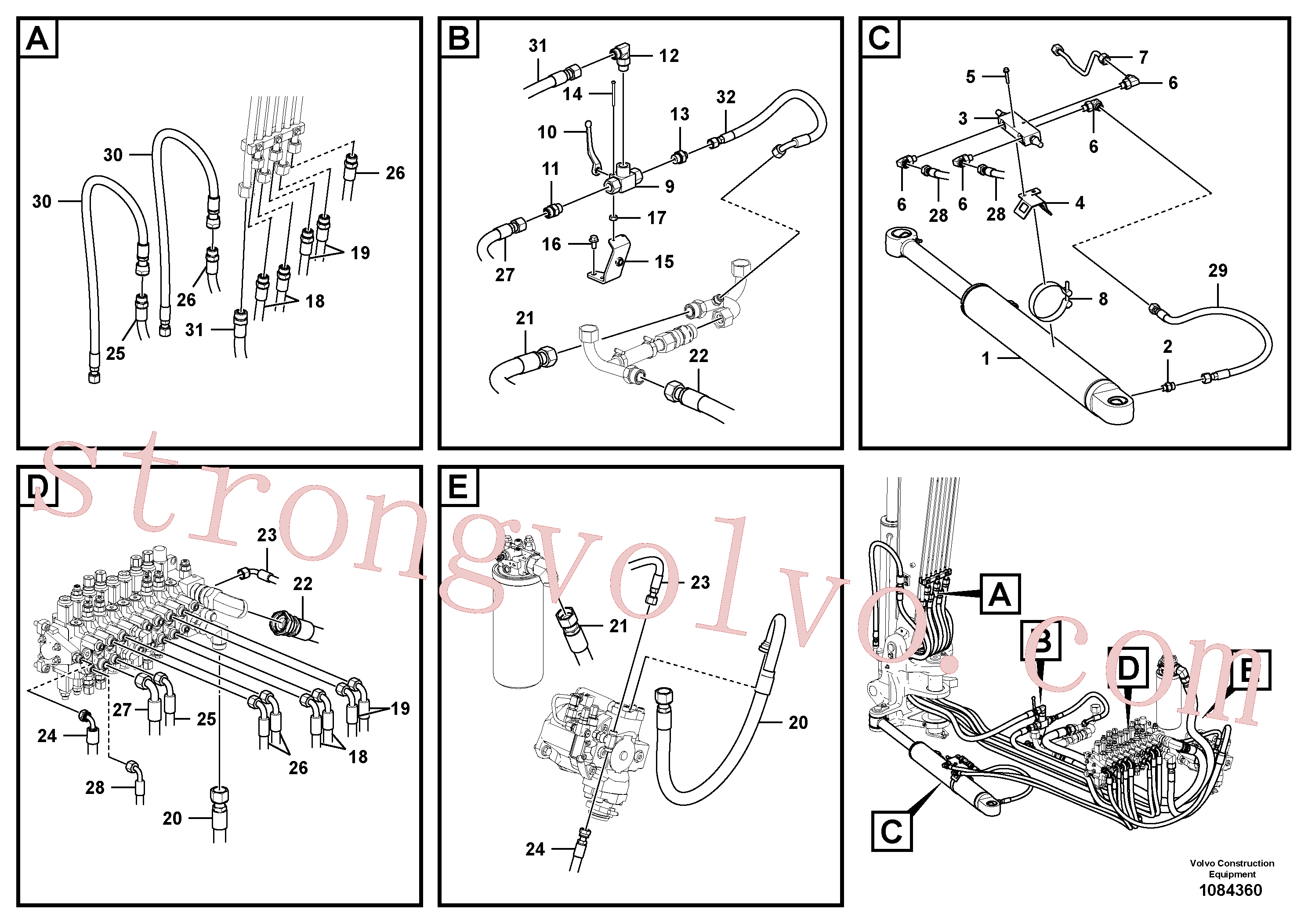 VOE15671519 Volvo Circuito hidráulico (plataforma/válvula de equilíbrio/cilindro de desvio)(1084360 Montagem)