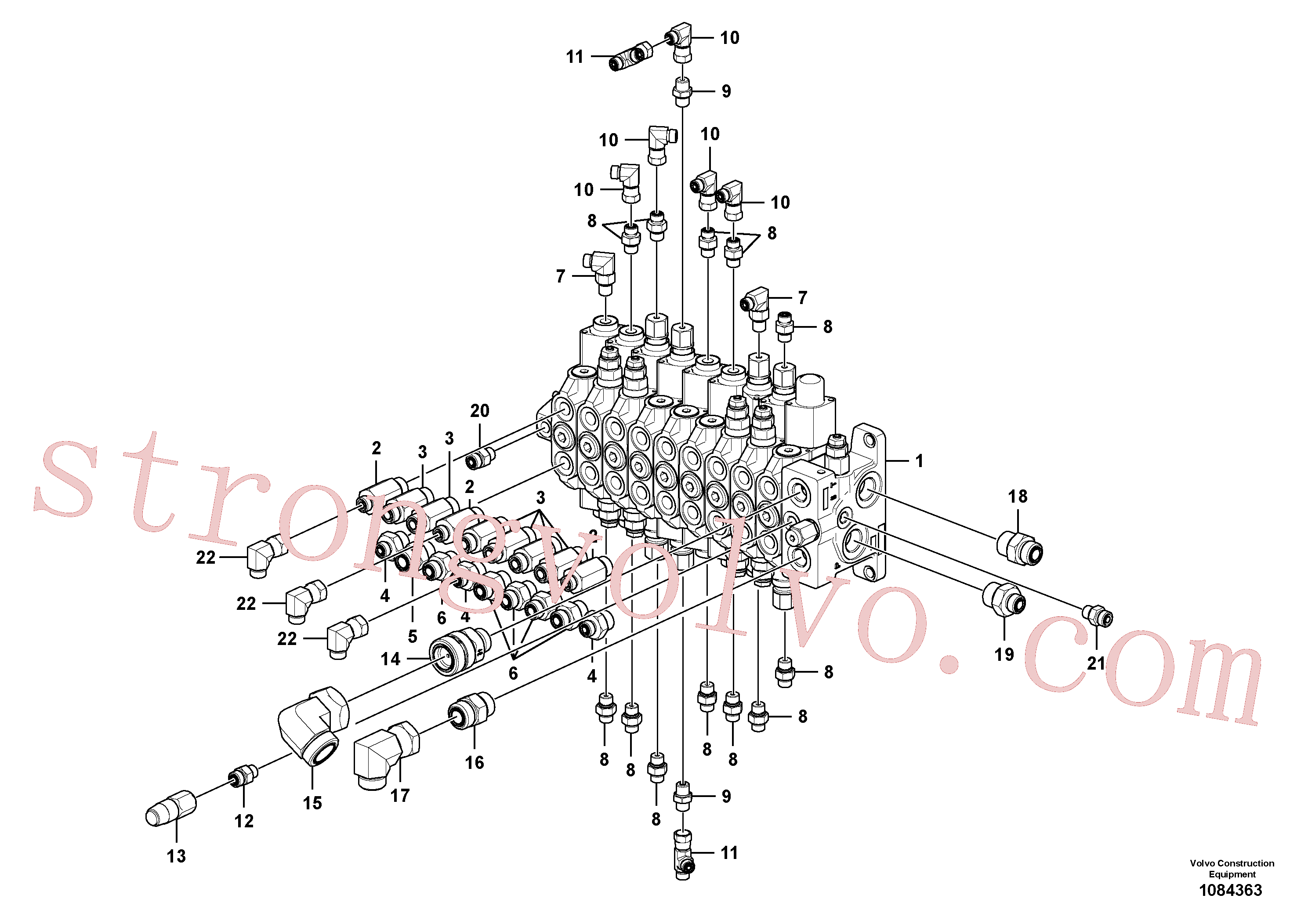 VOE15650960 Volvo Válvula de comando com acessórios.(1084363 Montagem)
