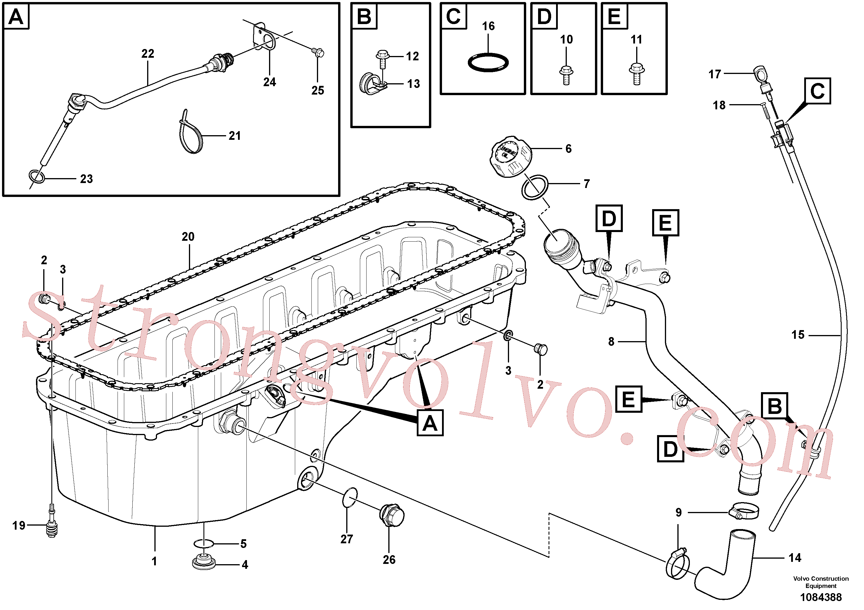 VOE984752 Volvo Cárter inferior do óleo com peças de montagem(1084388 Montagem)