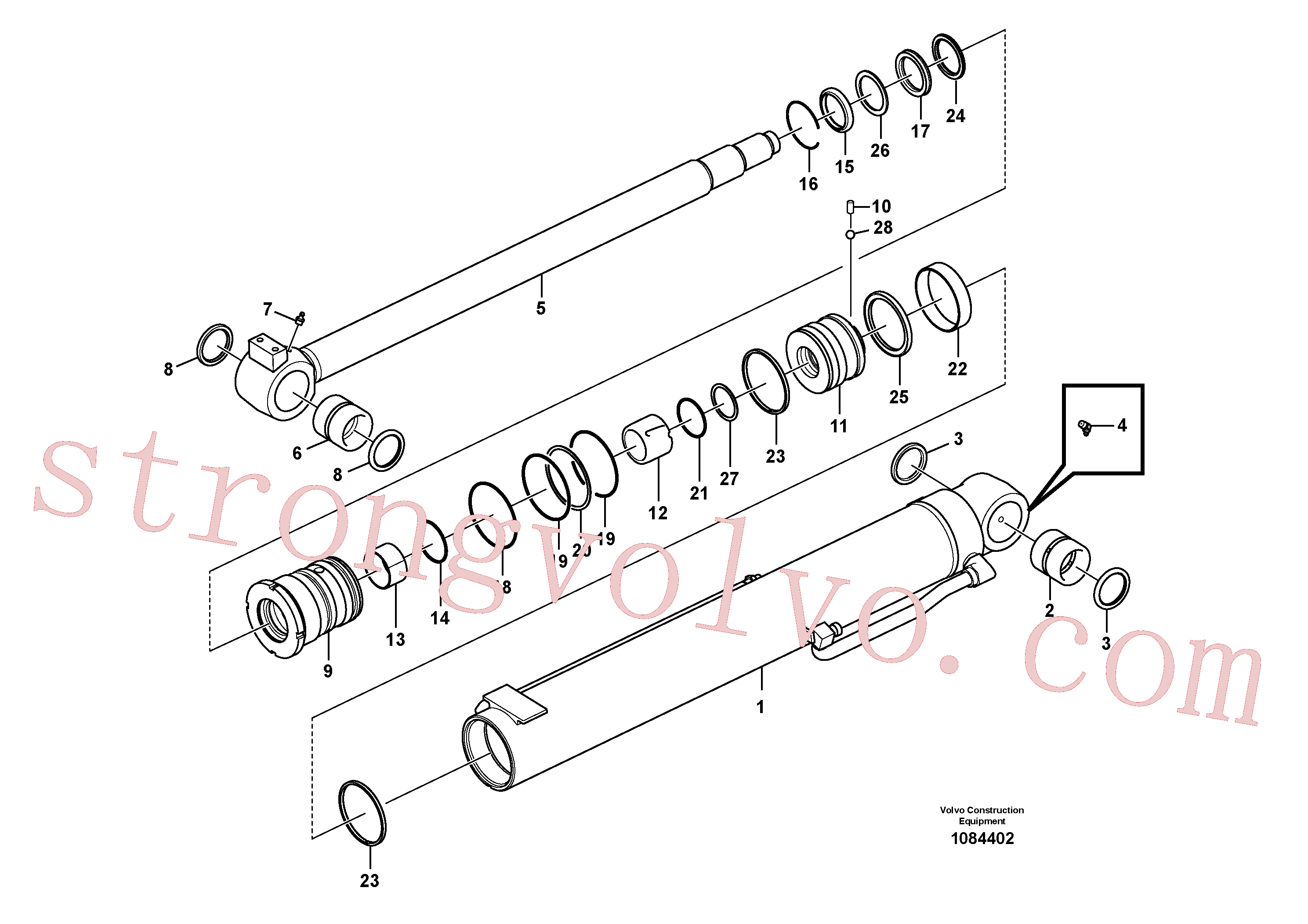 VOE14883685 Volvo Cilindro da lança(1084402 Montagem)