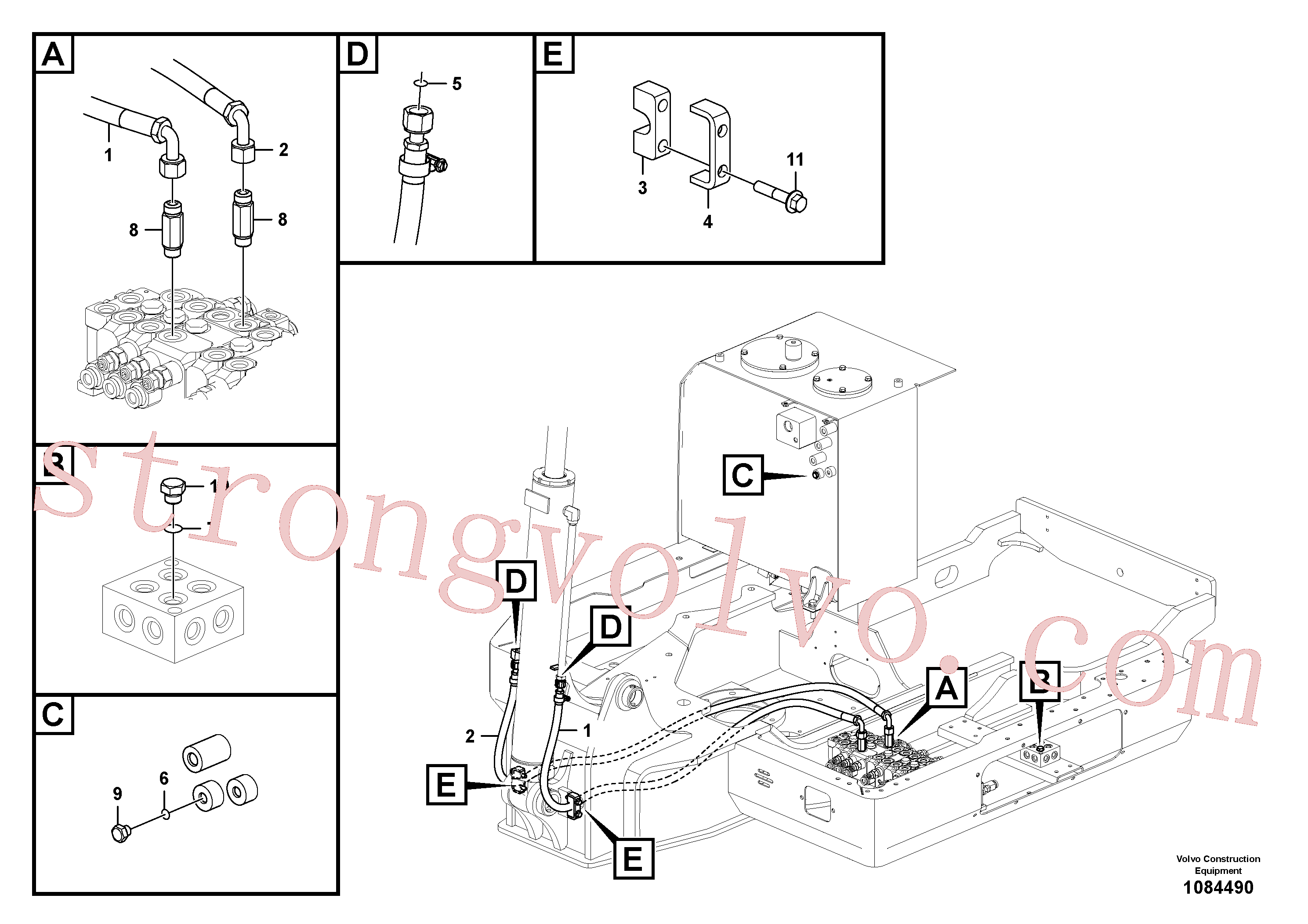 VOE14882005 Volvo Hidráulica de serviço, ruptura da lança(1084490 Montagem)
