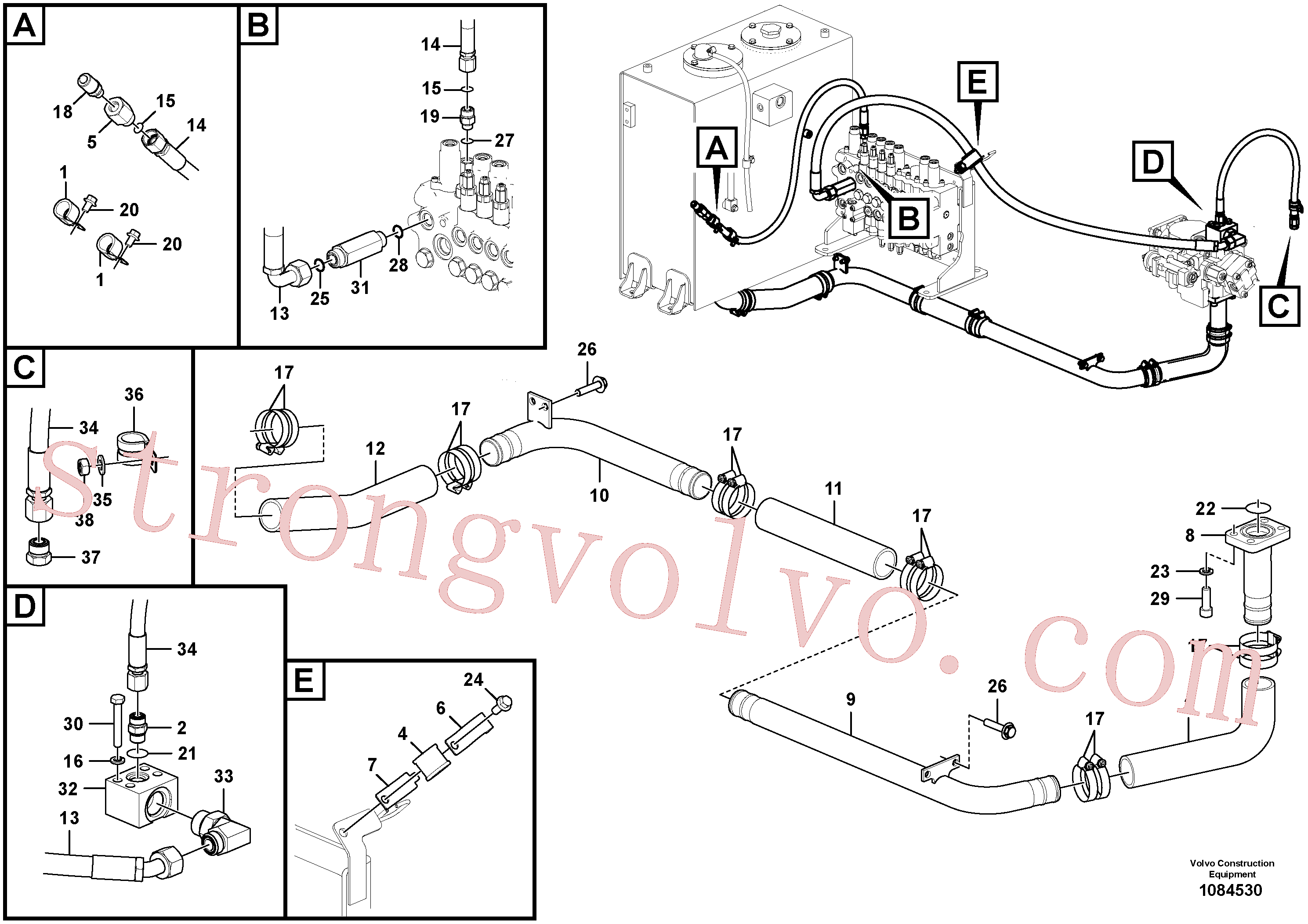 VOE14551169 Volvo Sistema hidráulico, tanque hidráulico para a bomba hidráulica(1084530 Montagem)