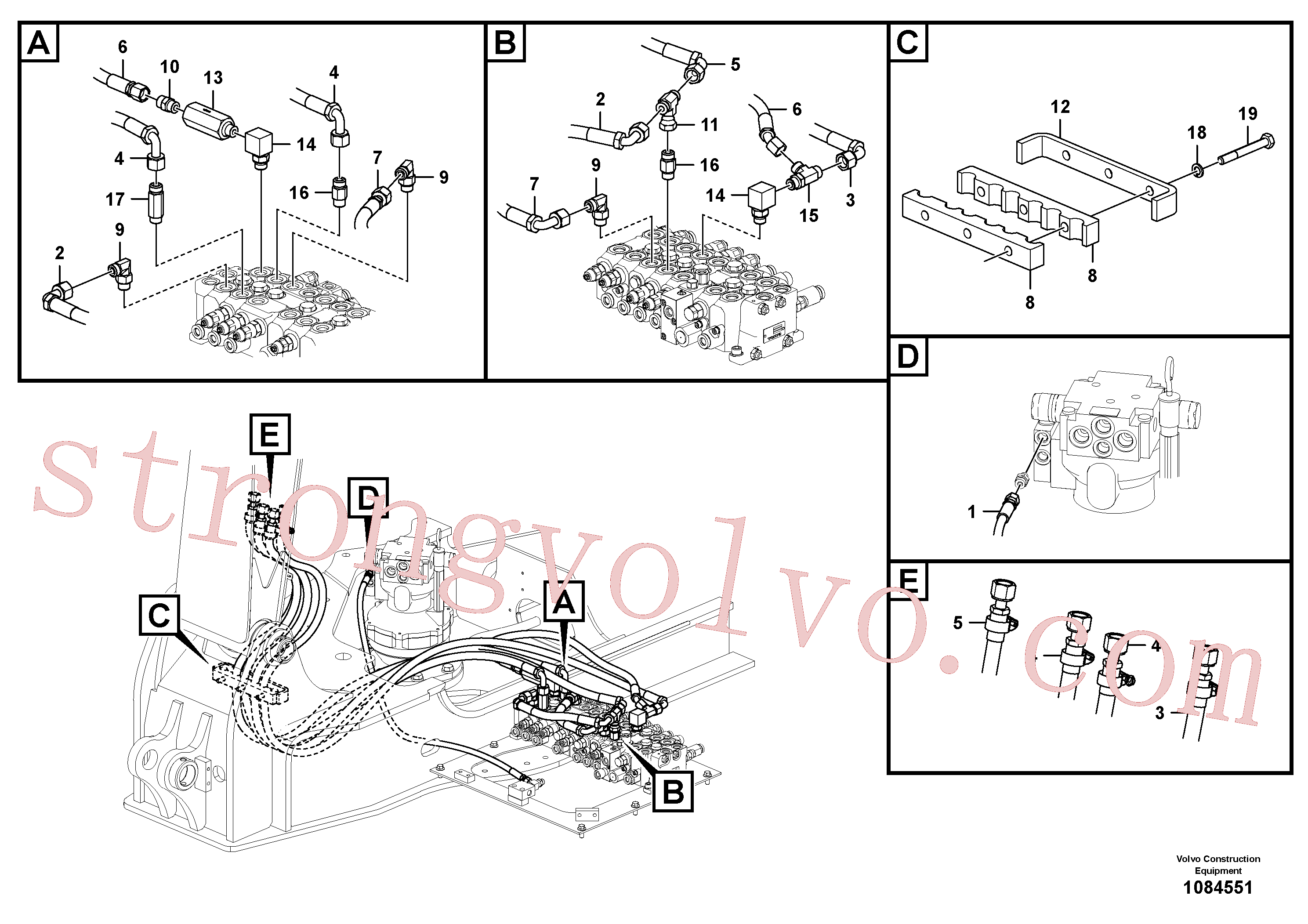 VOE14531090 Volvo Sistema hidráulico, válvula de comando da lança e articulação(1084551 Montagem)