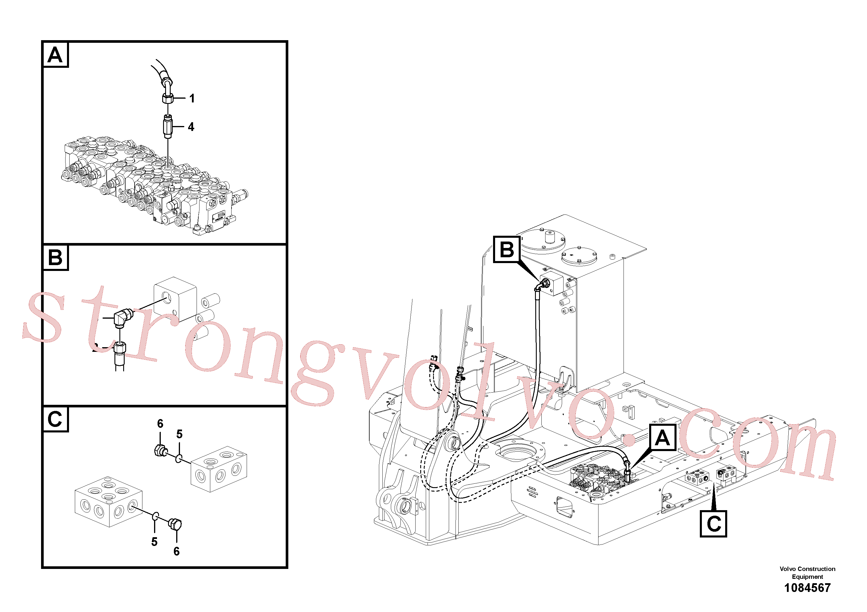 VOE937777 Volvo Hidráulica de serviço, martelo e cortador para topo(1084567 Montagem)