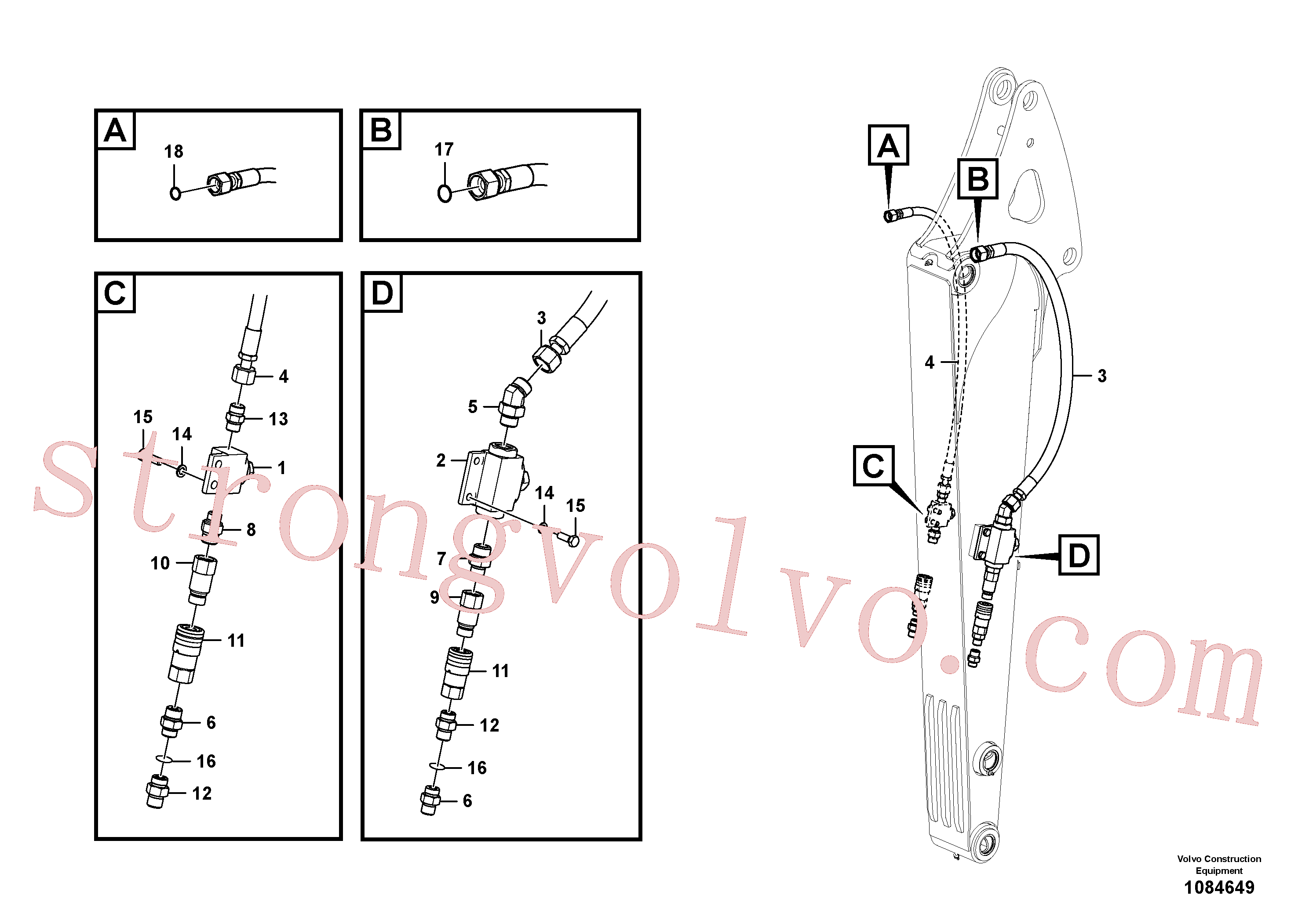 VOE14697603 Volvo Hidráulica de serviço, martelo e cortador para braço de afundamento(1084649 Montagem)