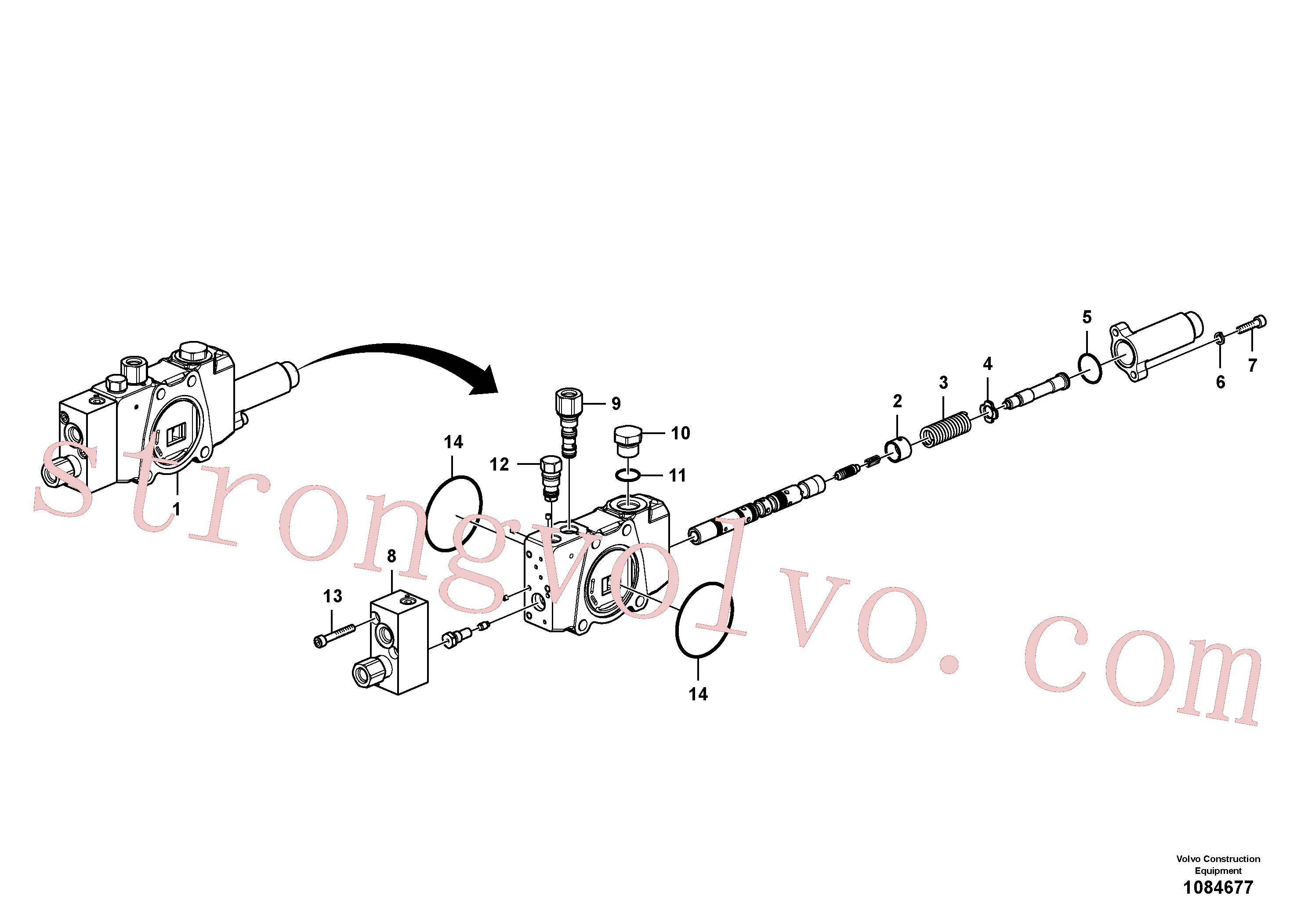 VOE14553044 Volvo Válvula mestra de comando(1084677 Montagem)