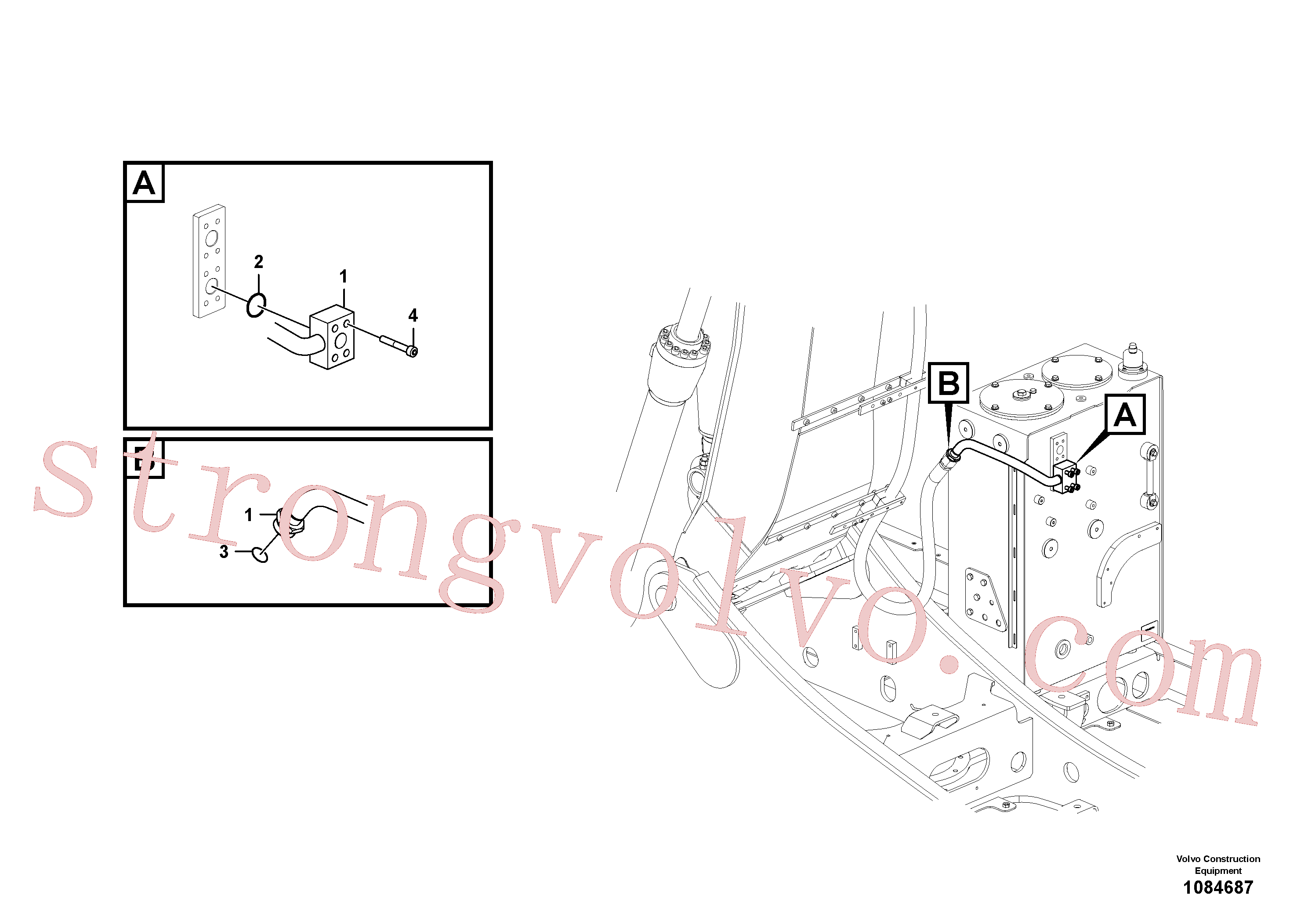 VOE997863 Volvo Hidráulica de serviço, martelo e cortador para lança(1084687 Montagem)
