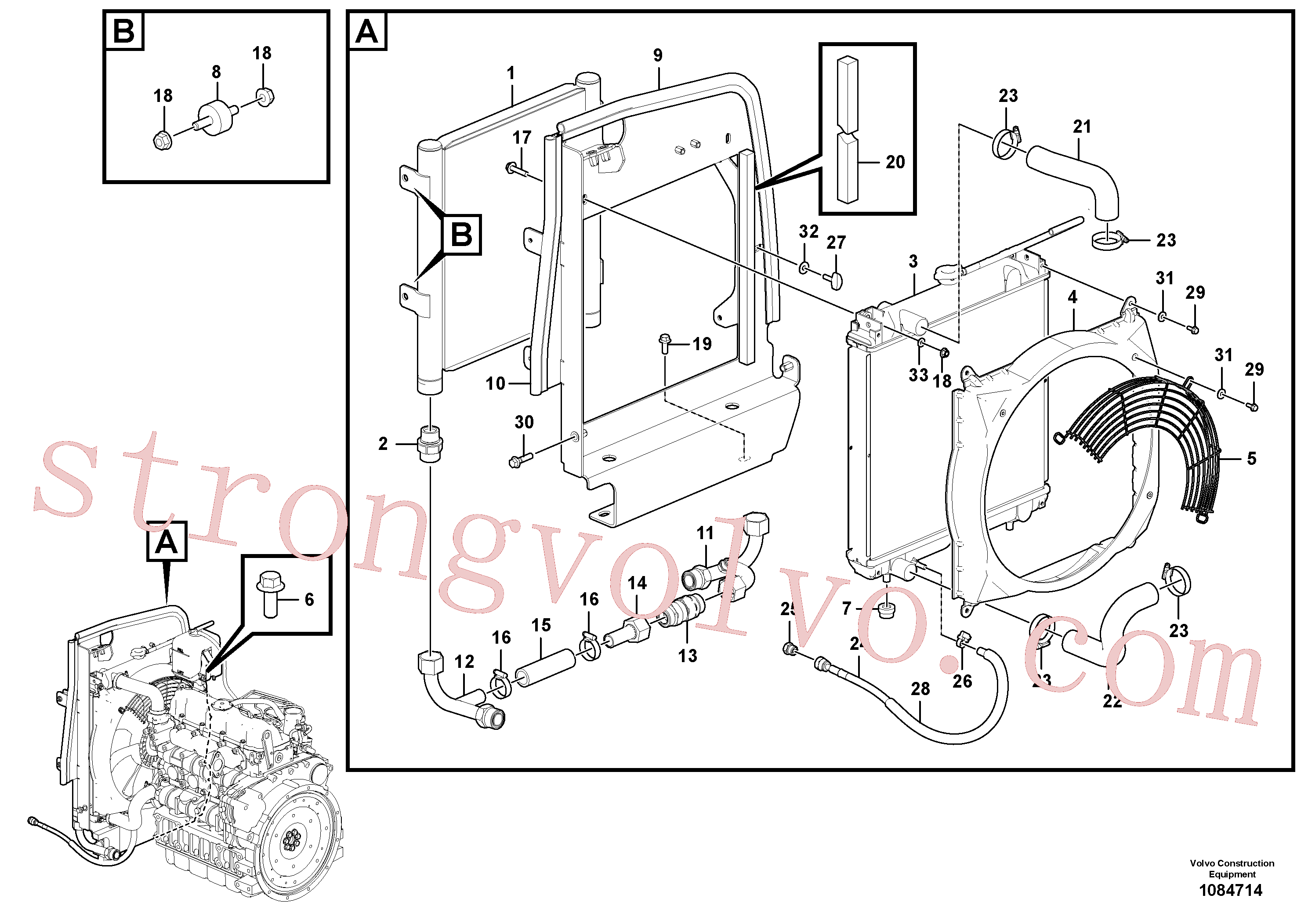 VOE15651124 Volvo Radiador com acessórios(1084714 Montagem)