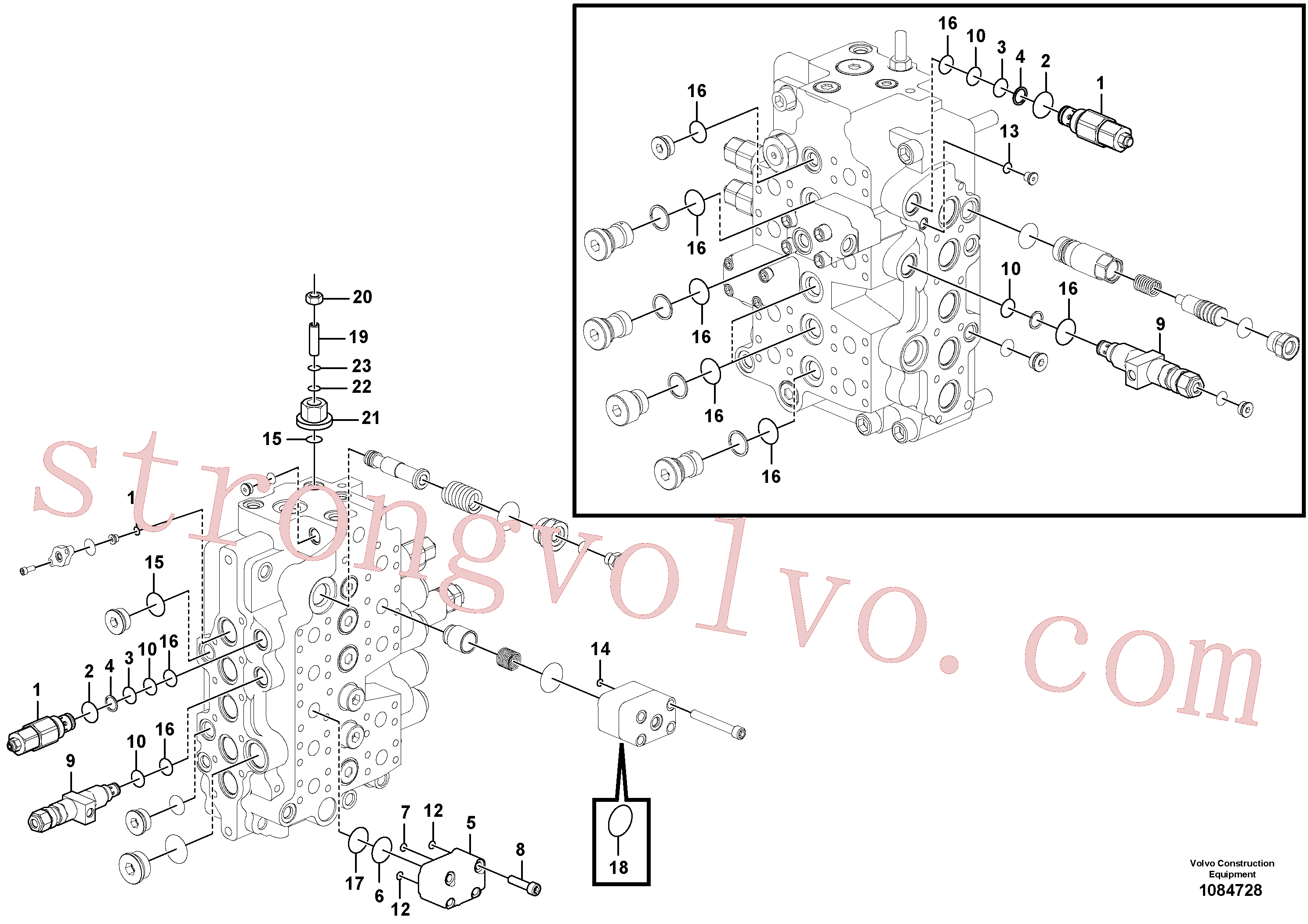 SA9566-10130 Volvo Válvula mestra de comando(1084728 Montagem)