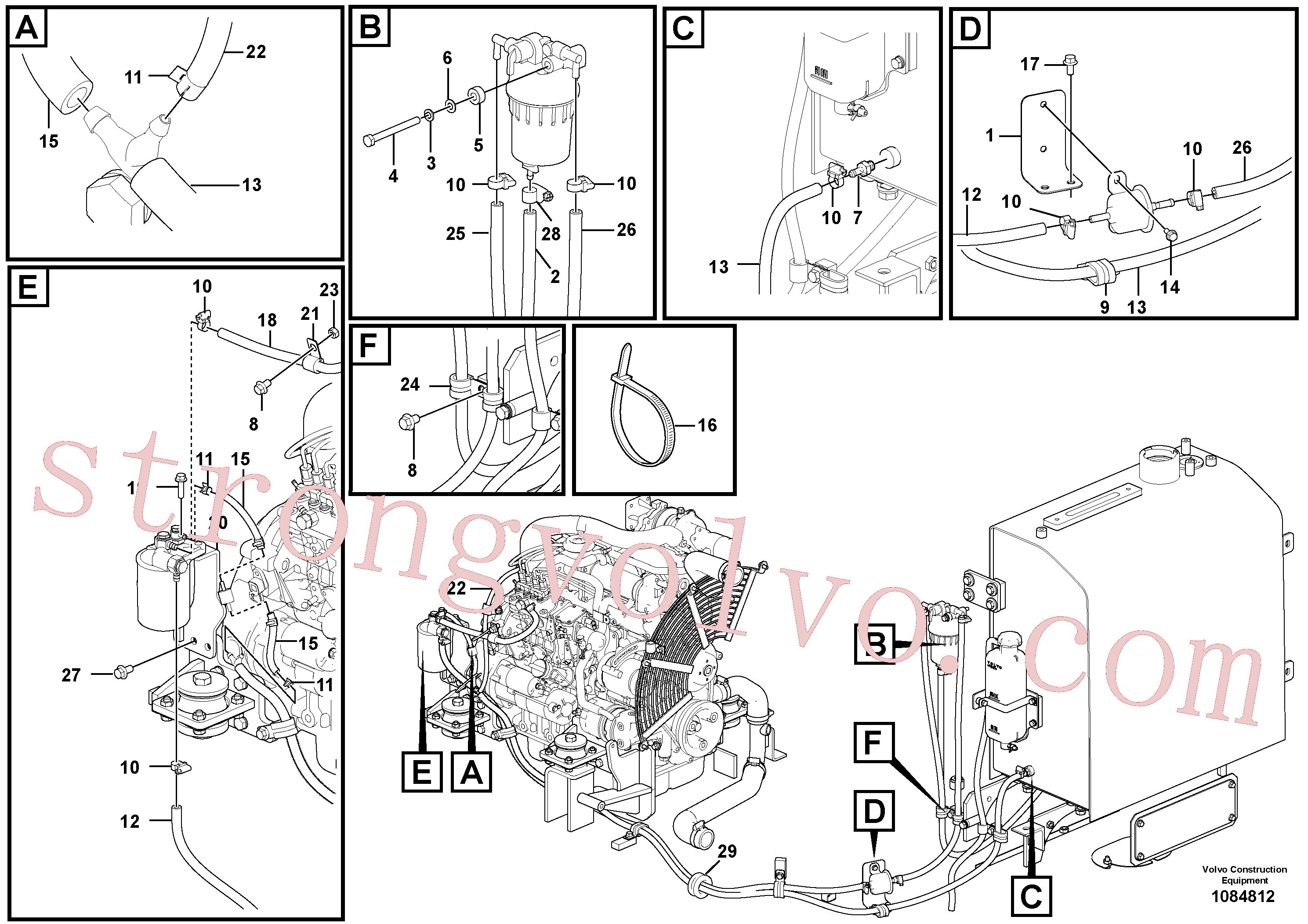 VOE14882860 Volvo Tubo de combustível - depósito de combustível(1084812 Montagem)