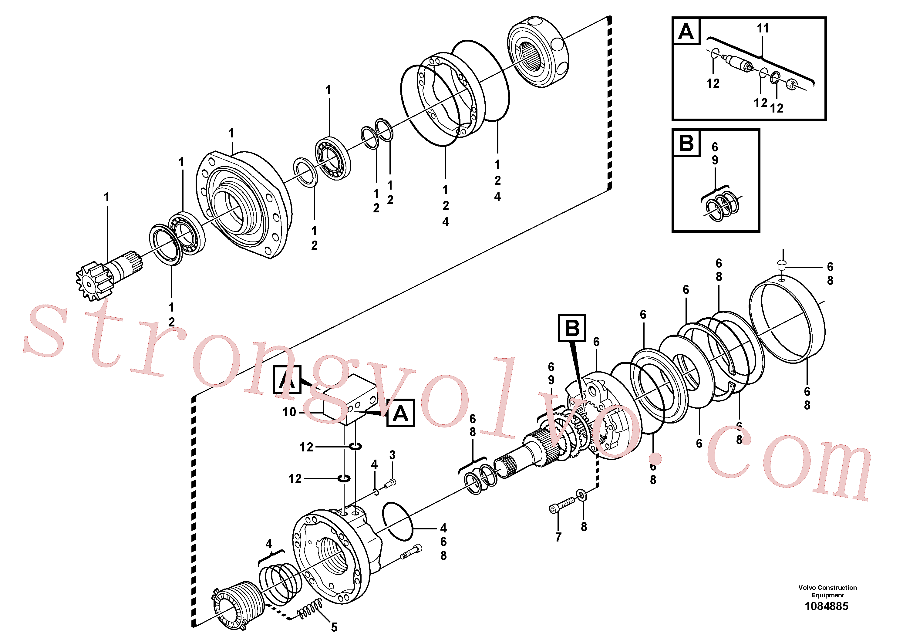 VOE11708344 Volvo Motor de rotação(1084885 Montagem)