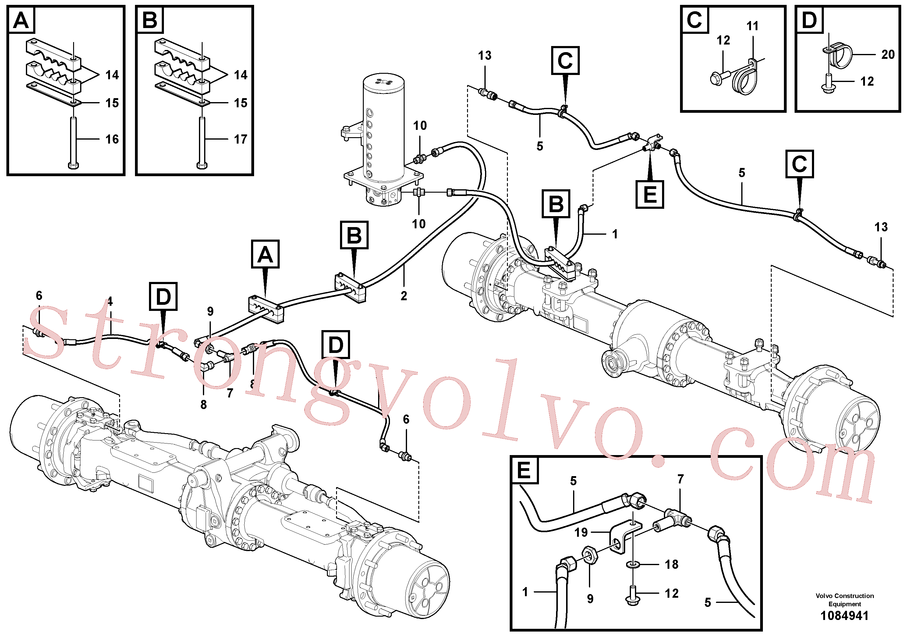 VOE936533 Volvo Sistema hidráulico, linha de travão inferior(1084941 Montagem)