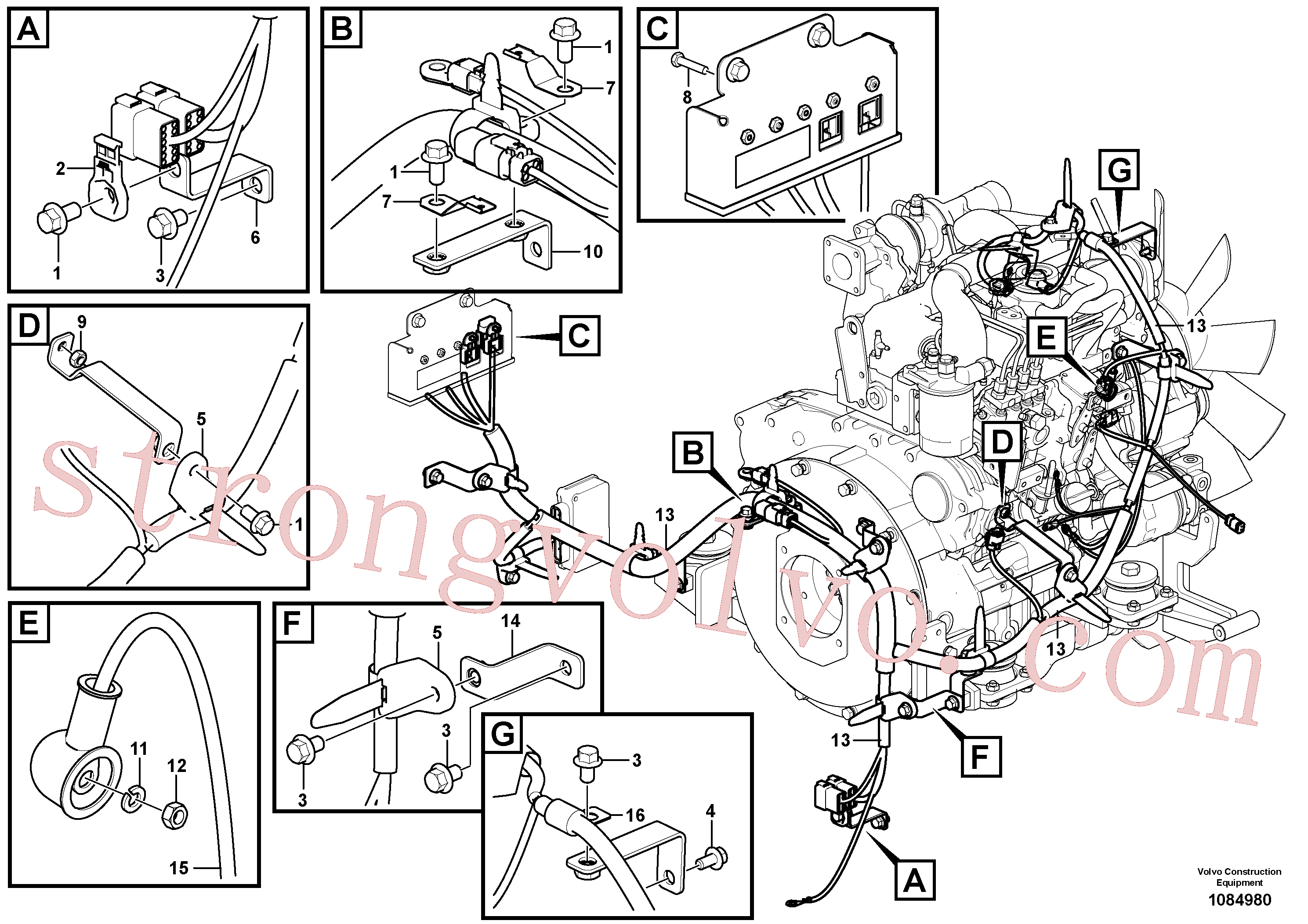 VOE14616764 Volvo Cablagem, motor(1084980 Montagem)