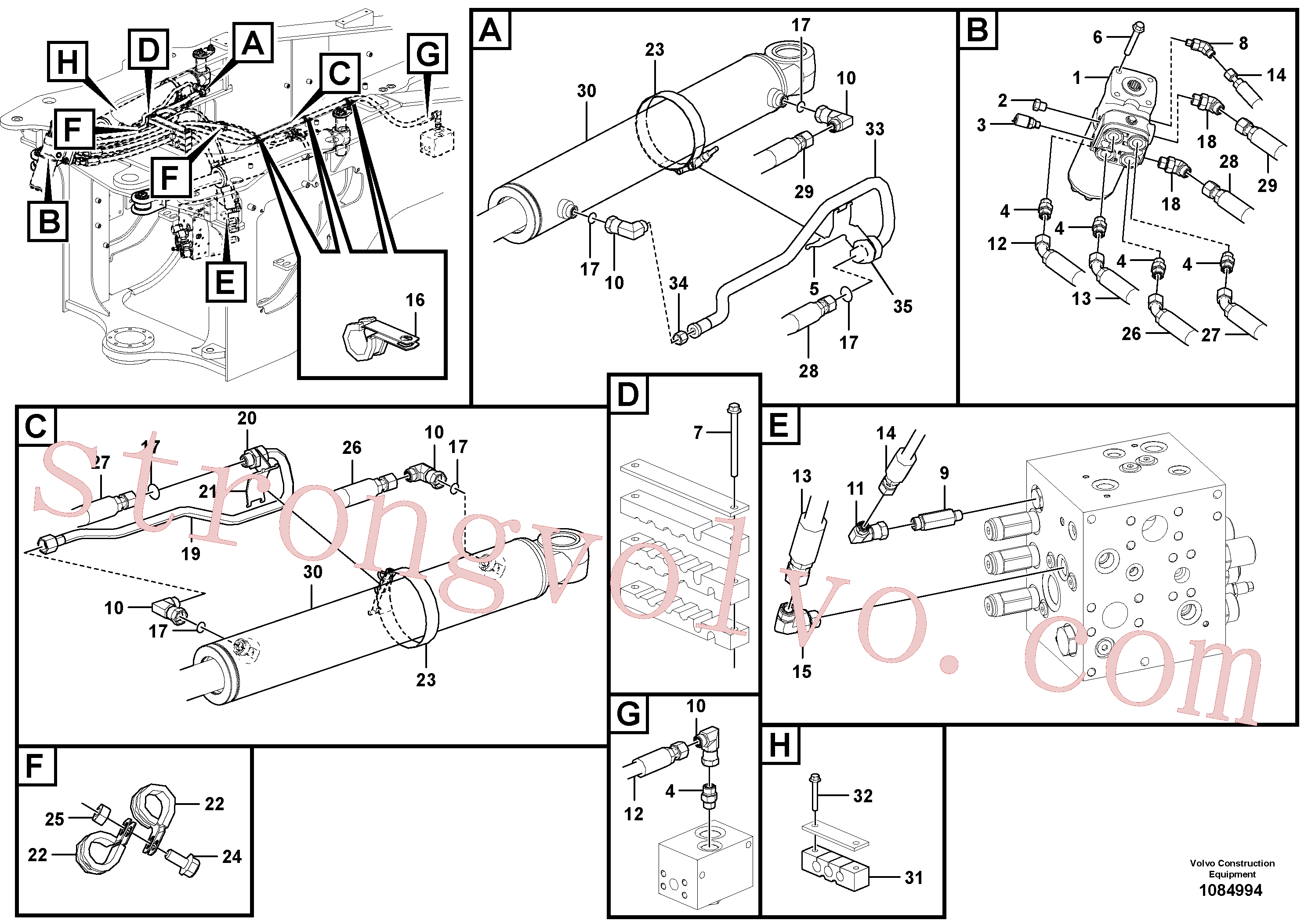 VOE15018776 Volvo Sistema de direcção(1084994 Montagem)