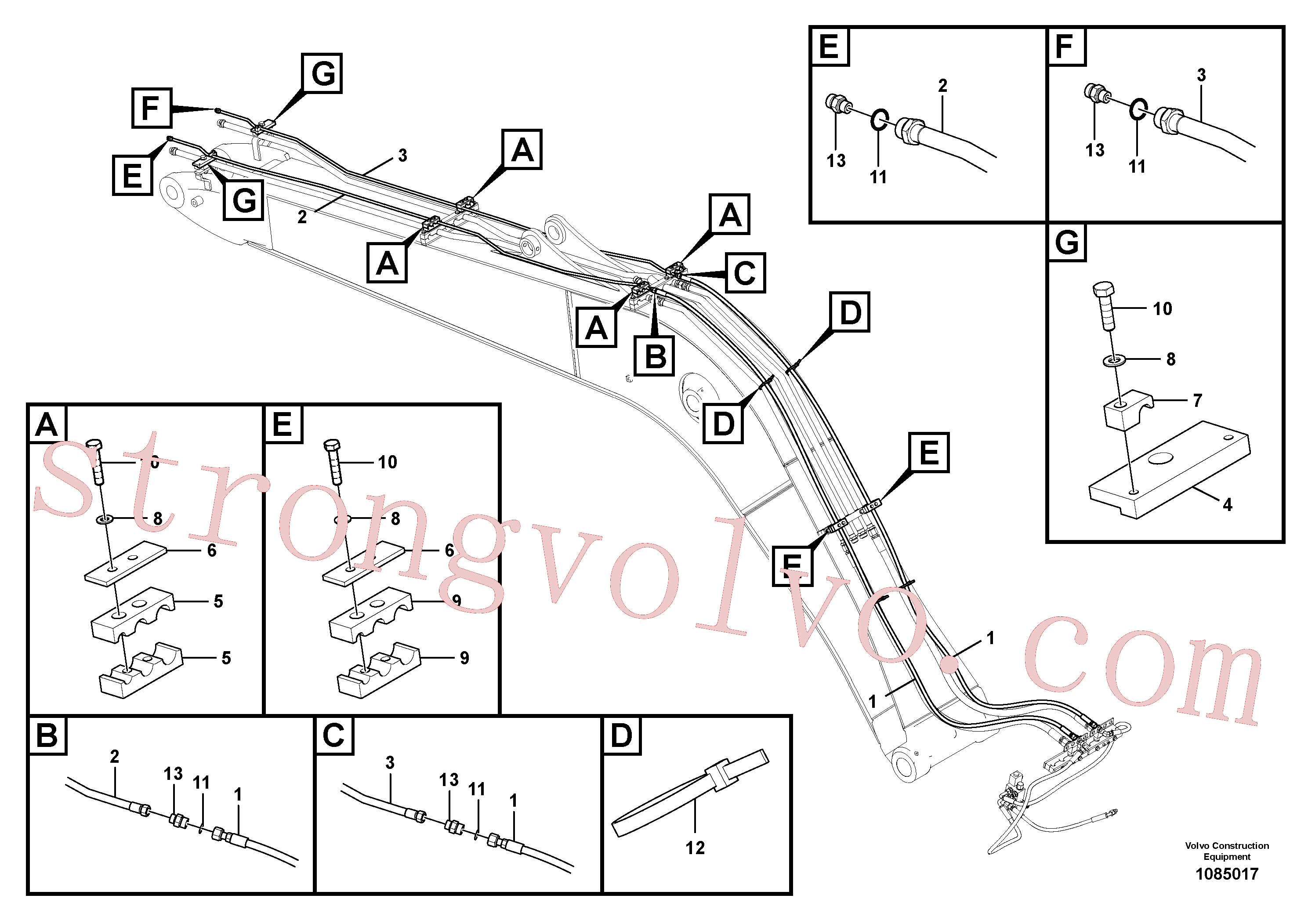 VOE937799 Volvo Hidráulica de serviço, encaixe rápido na lança(1085017 Montagem)