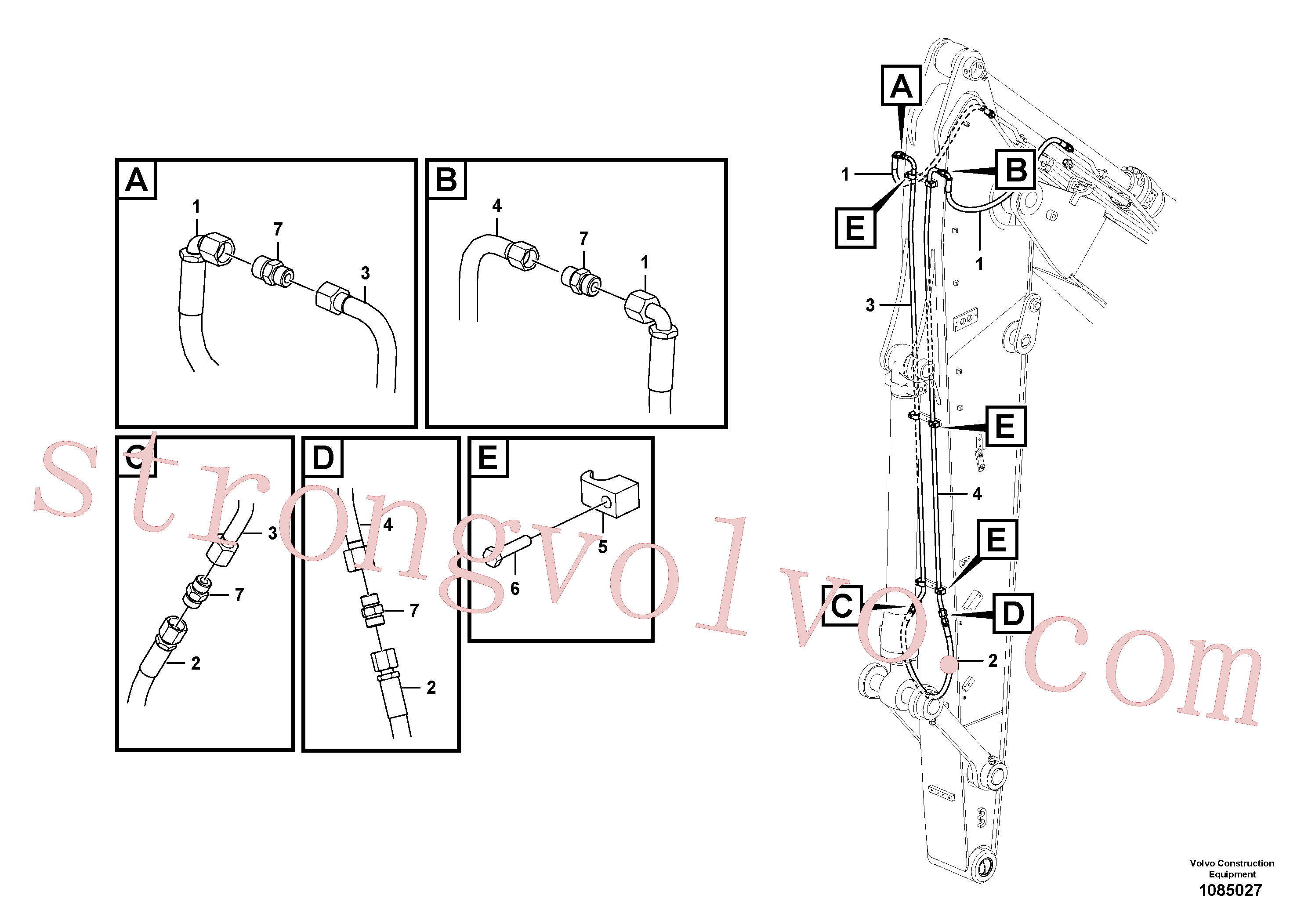 VOE15141224 Mangueira completa Volvo escavadeira