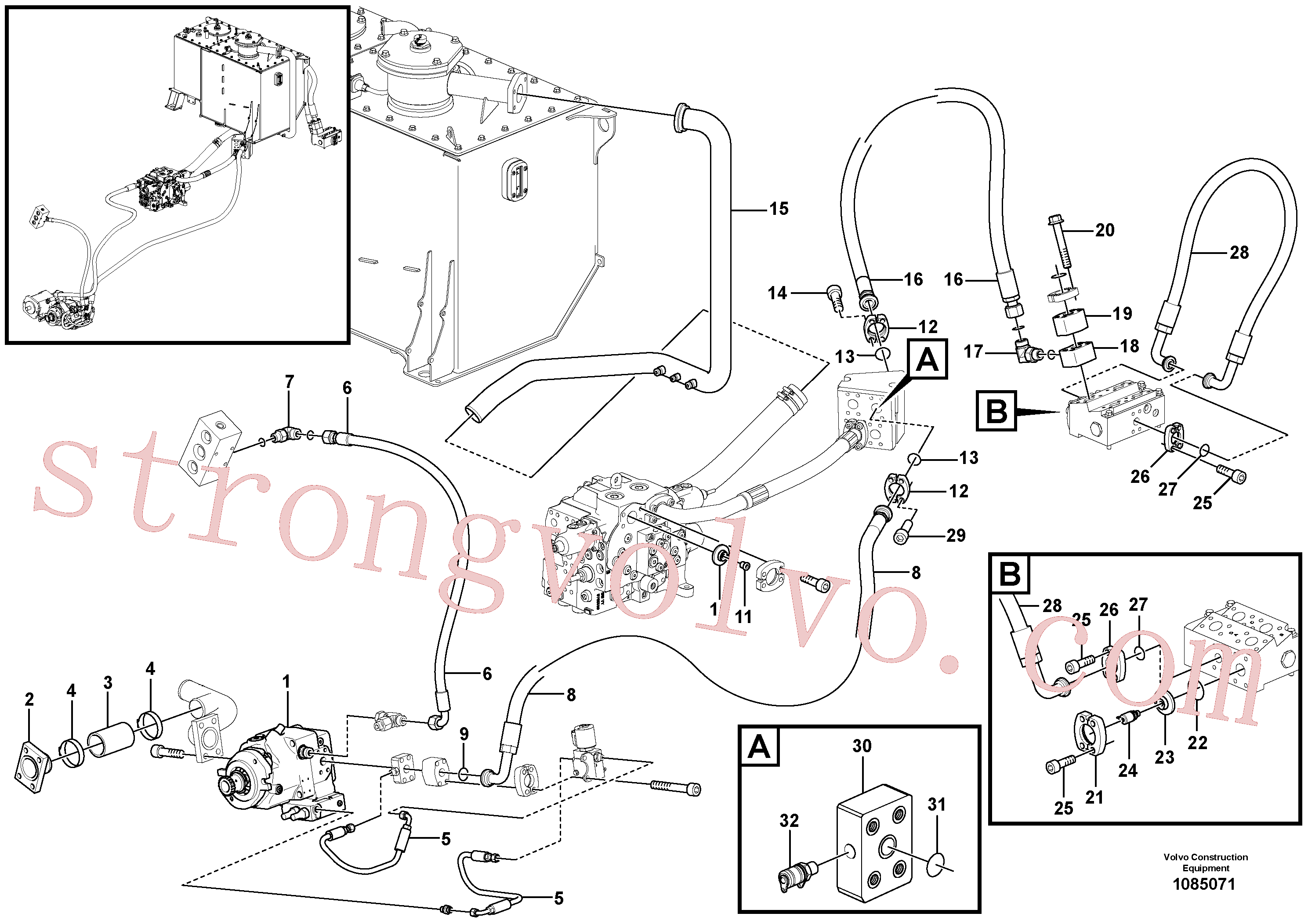 VOE16860469 Volvo Sistema hidráulico, sistema de centro aberto(1085071 Montagem)