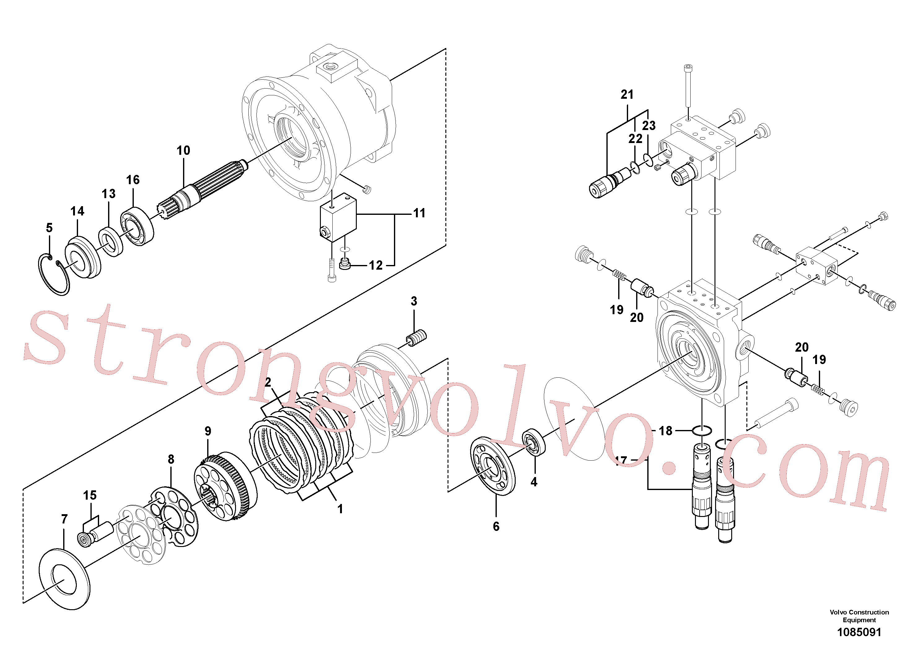 VOE14529771 Volvo Motor de rotação(1085091 Montagem)