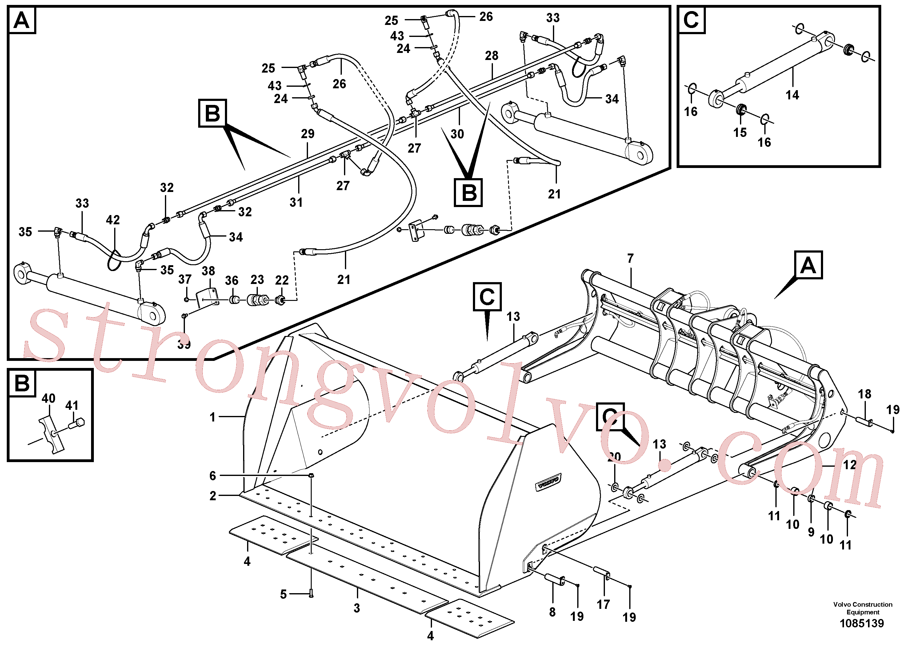 VOE15031890 Volvo Balde de basculamento alto(1085139 Montagem)
