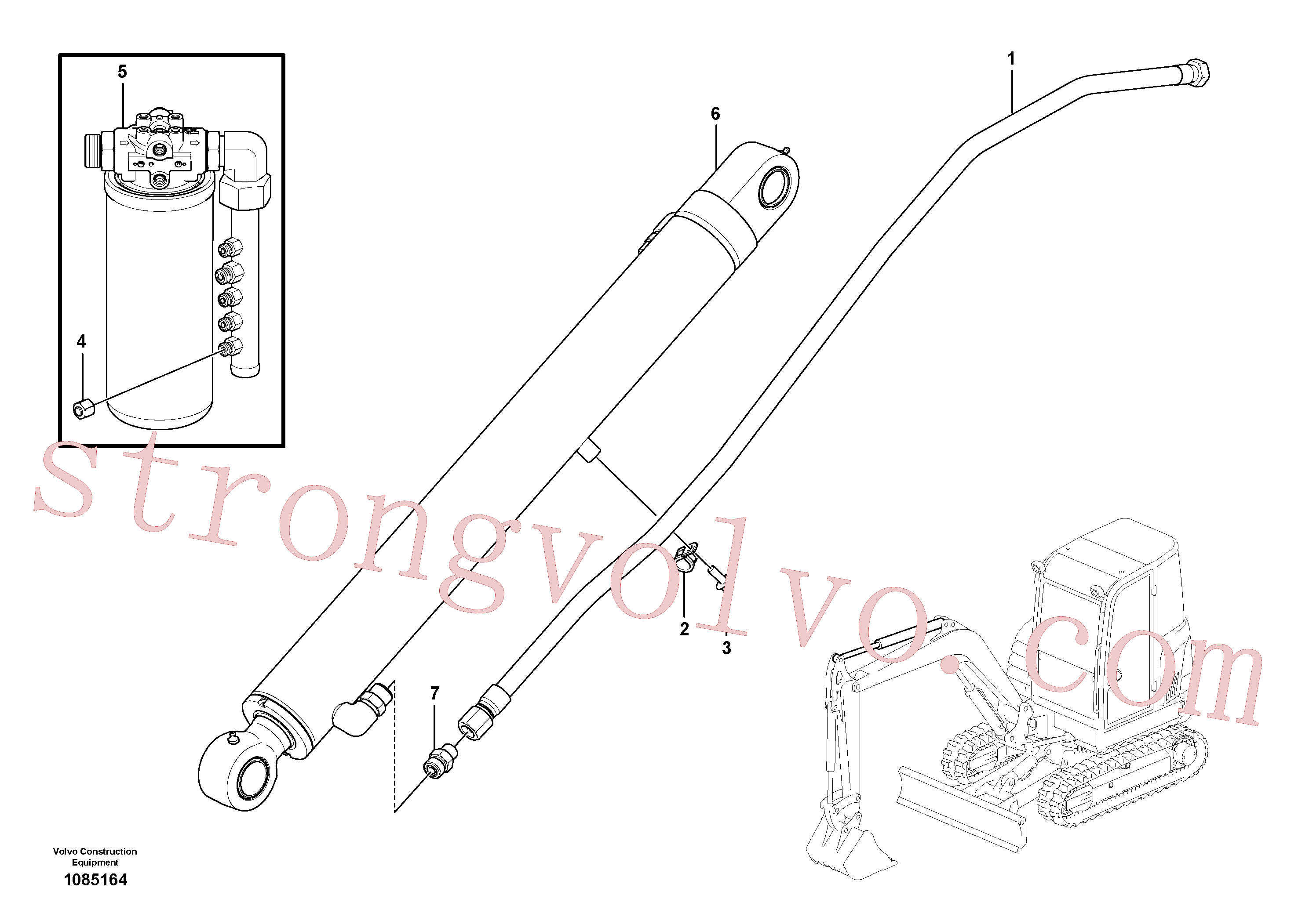 RM59918649 Volvo Hidráulica de serviço, lança(1085164 Montagem)