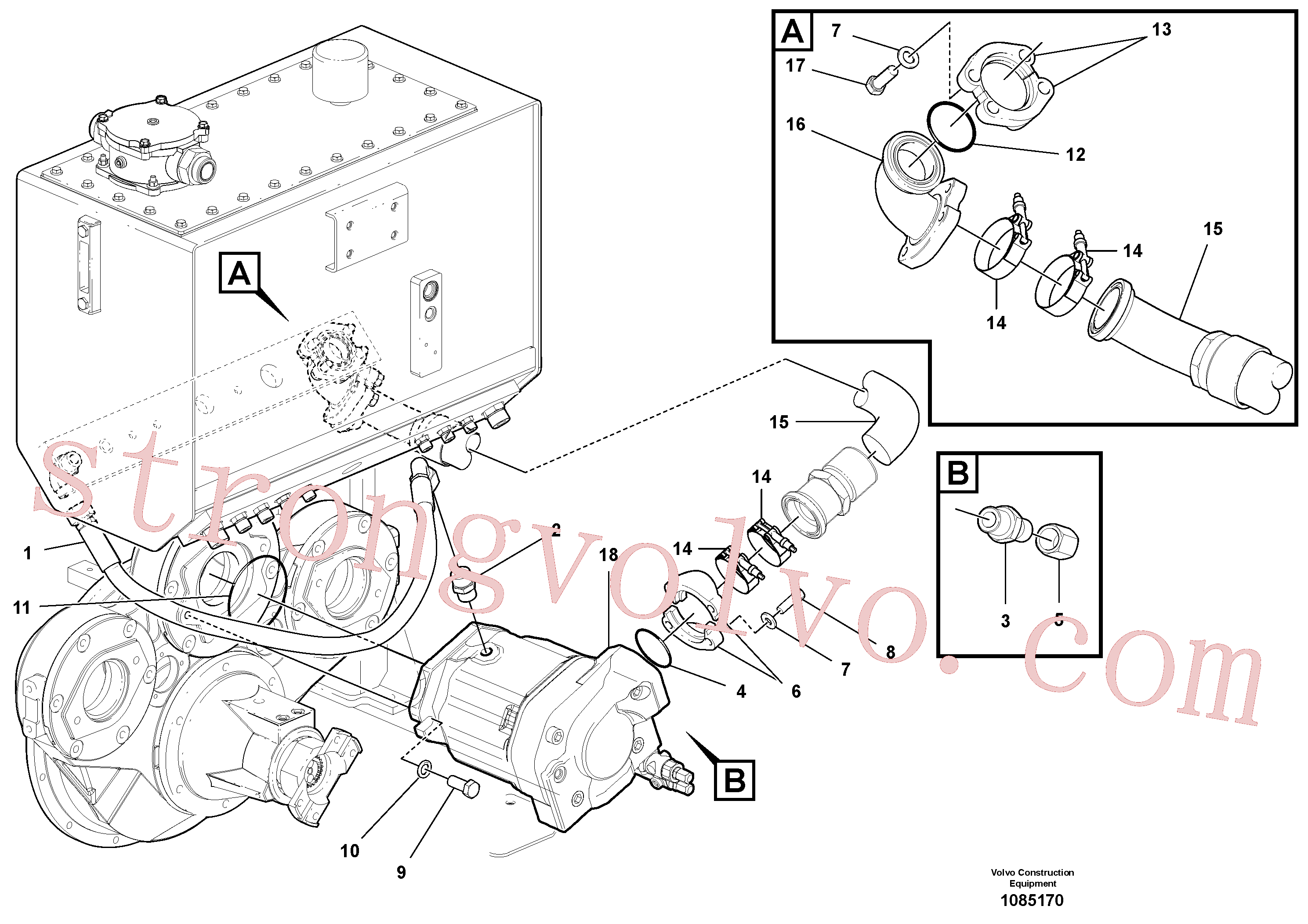 VOE12748894 Volvo Bomba de implementos e de direcção - circuito traseiro(1085170 Montagem)
