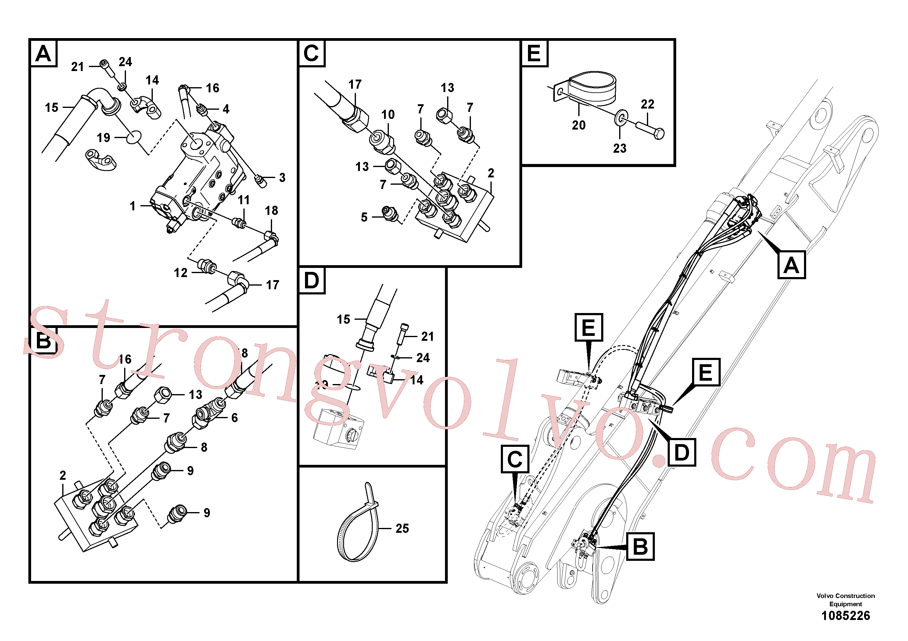 VOE937416 Volvo Hidráulica de serviço, ruptura do braço de afundamento(1085226 Montagem)