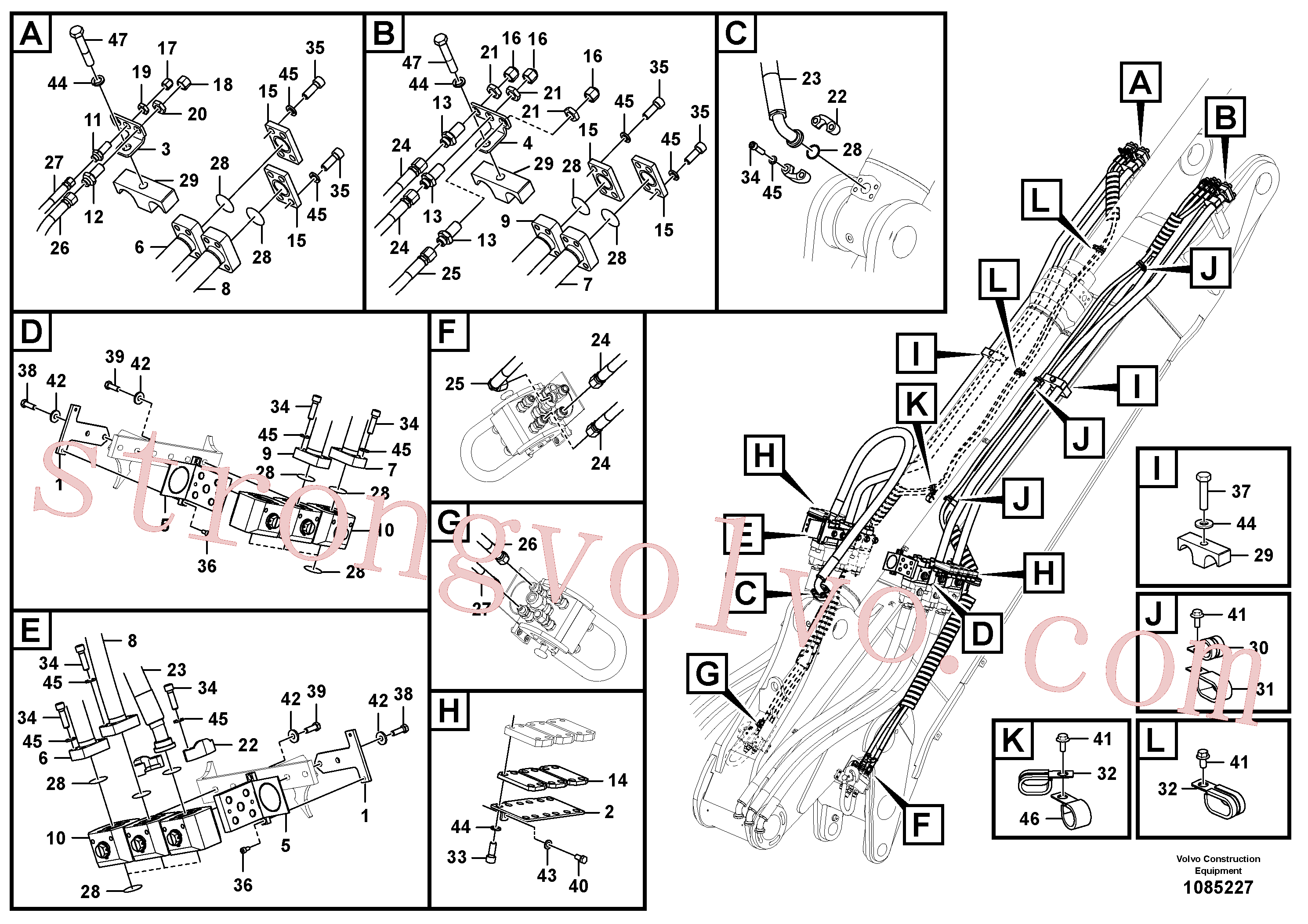 VOE15092786 Volvo Hidráulica de serviço, cilindro do braço de afundamento na lança.(1085227 Montagem)