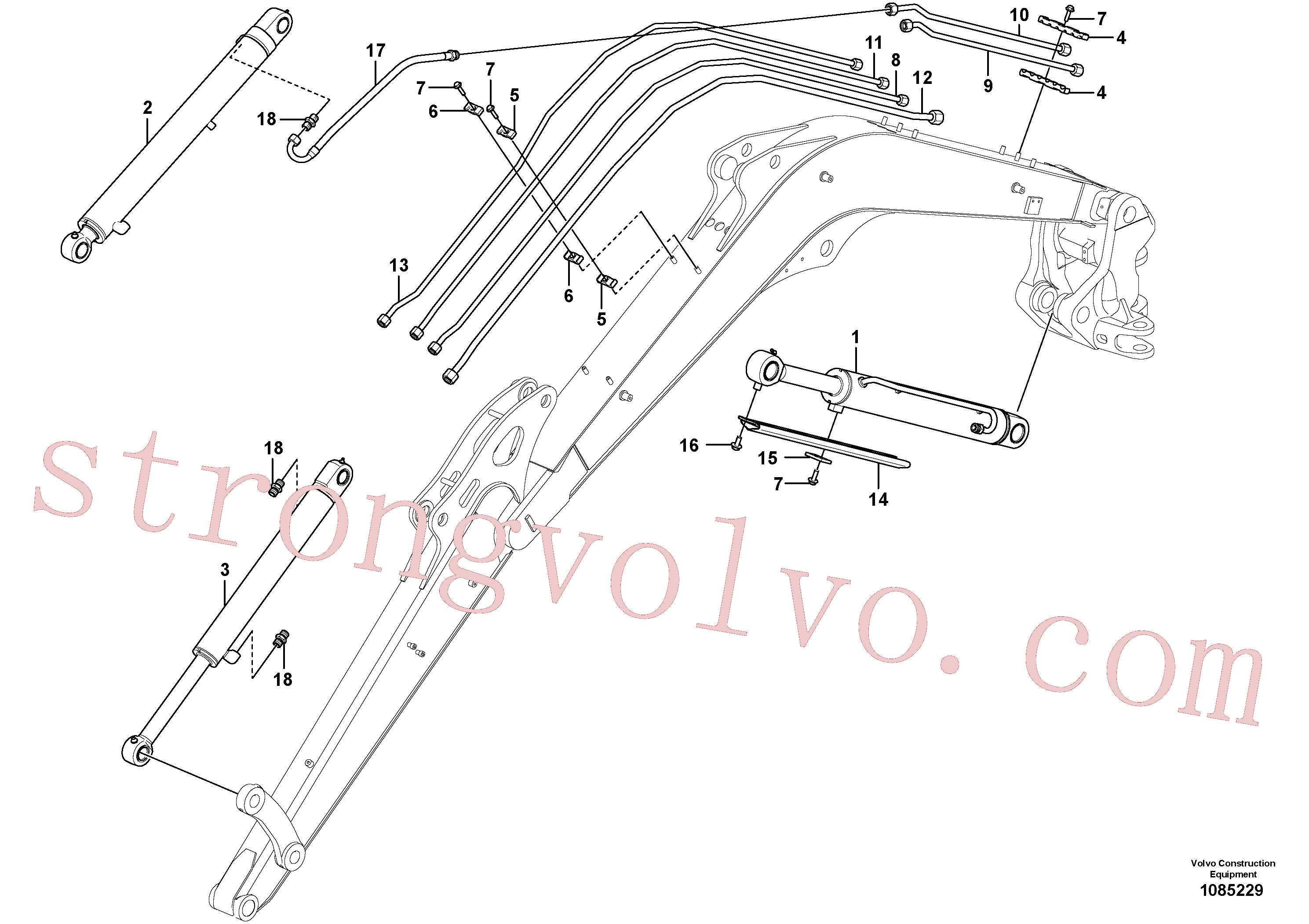 VOE11807699 Volvo Circuito hidráulico (lança)(1085229 Montagem)