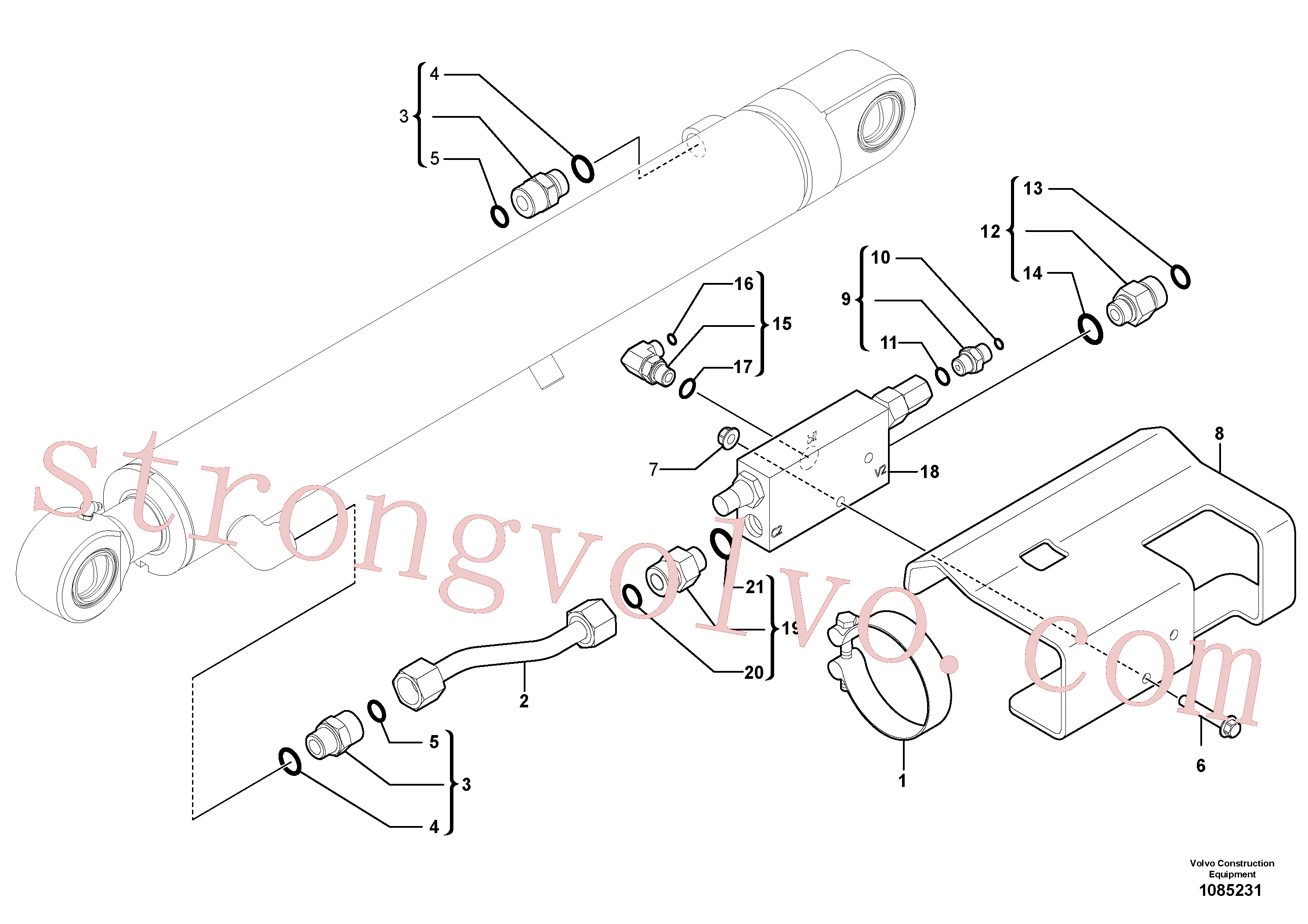 VOE11803639 Volvo Válvula de segurança (cilindro do braço de afundamento)(1085231 Montagem)