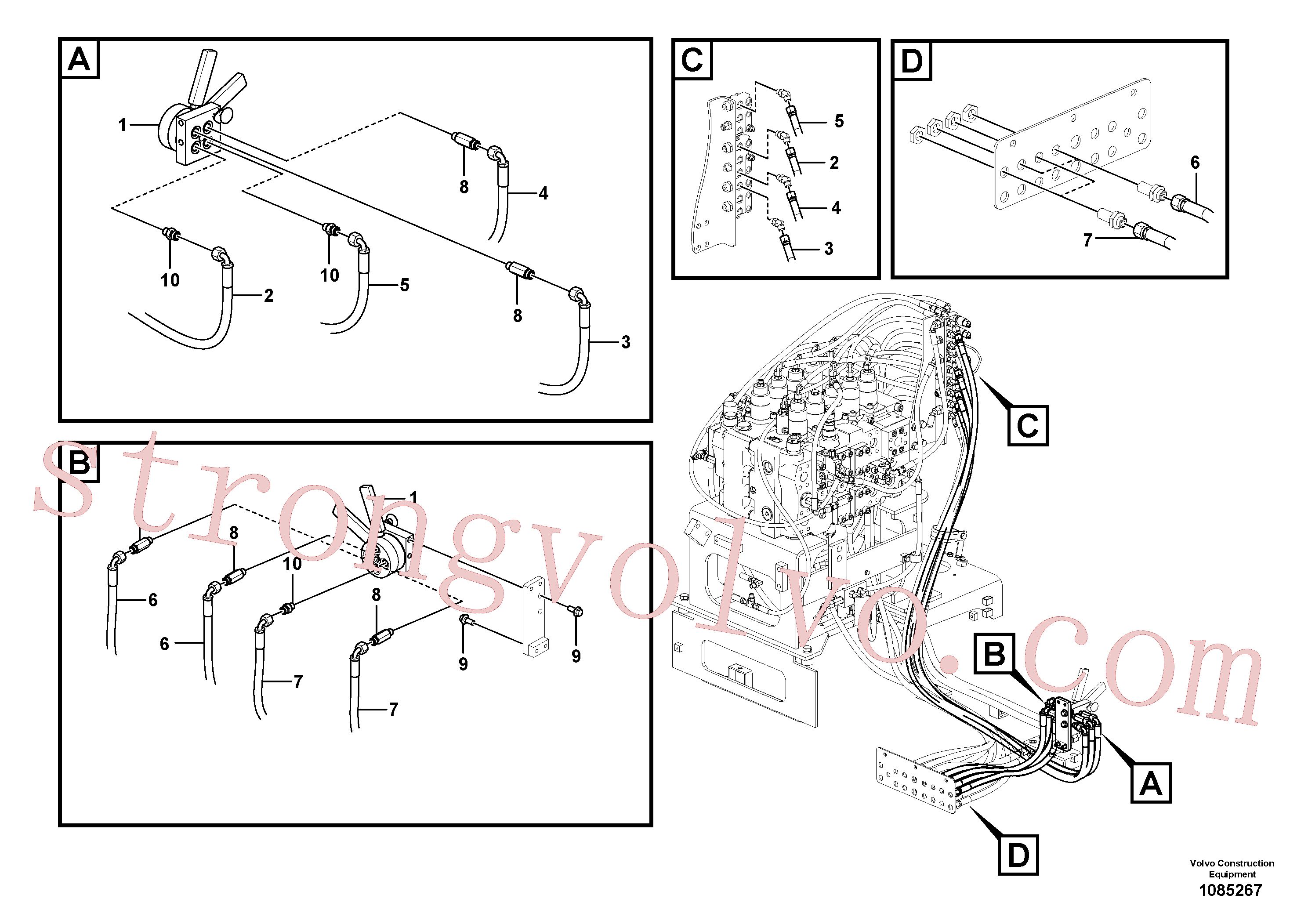 VOE936709 Volvo Sistema servomotor, válvula de comando para válvula de comando à distância(1085267 Montagem)
