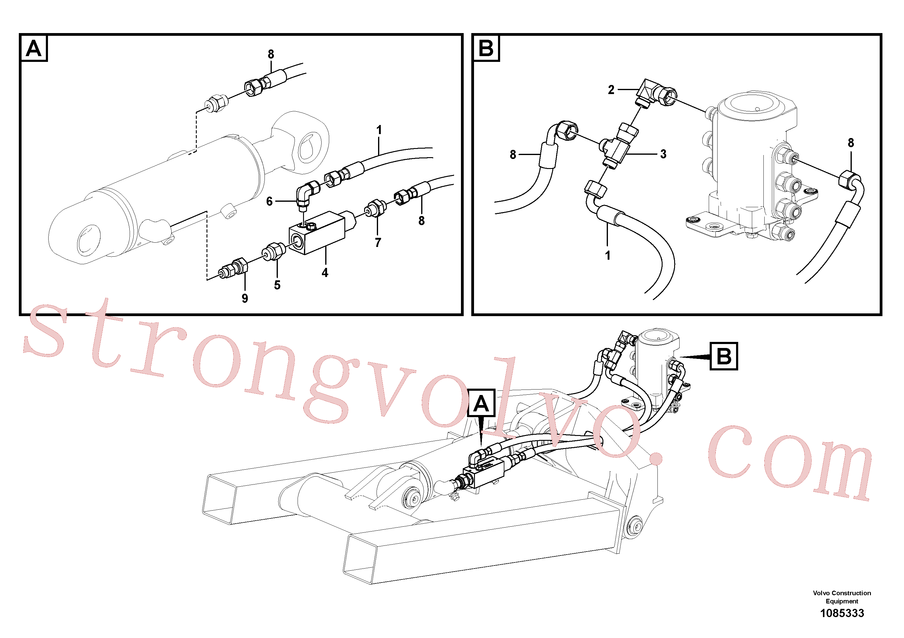 VOE14370253 Volvo Circuito hidráulico (estrutura inferior)(1085333 Montagem)