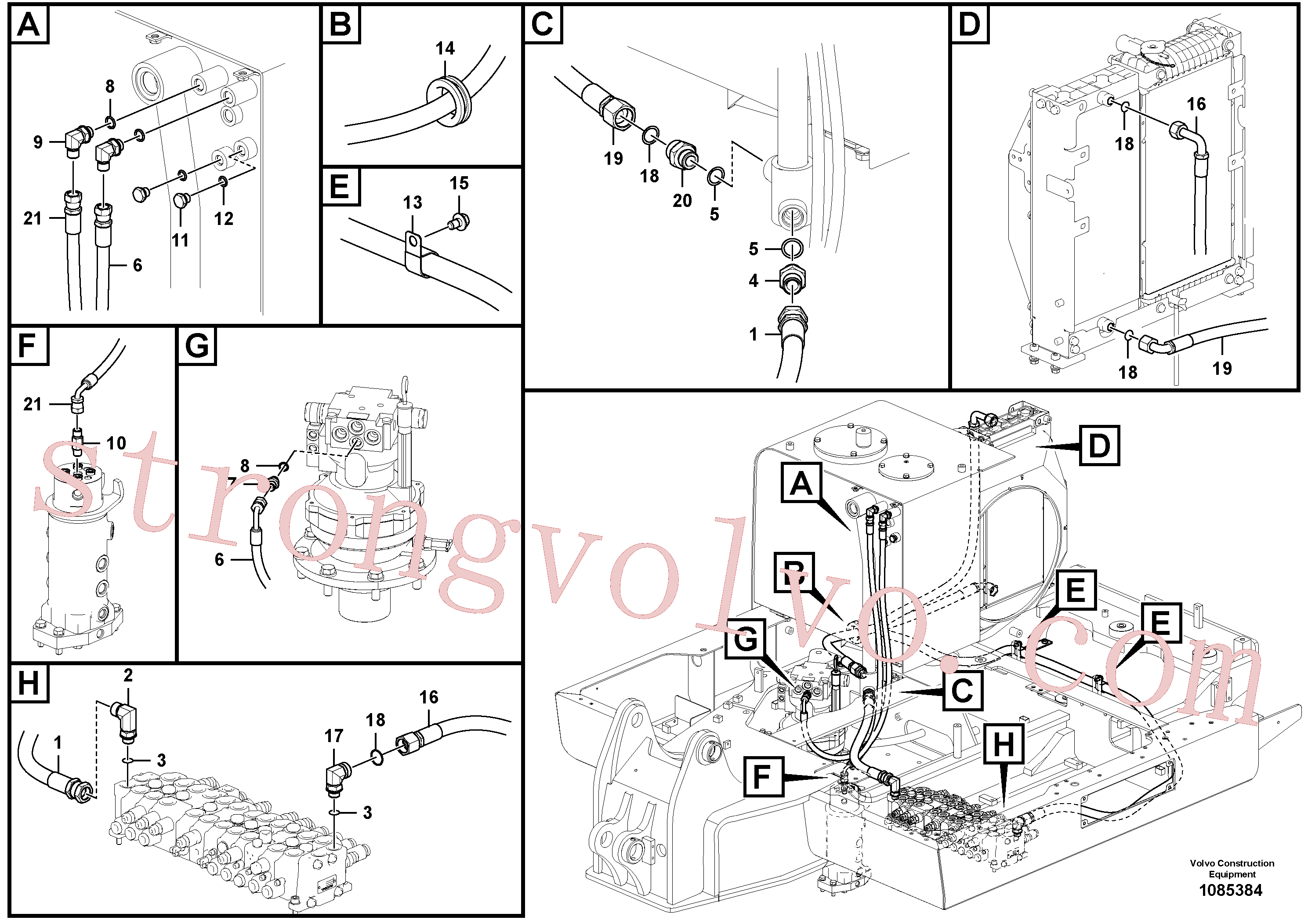 SA9453-03220 Volvo Sistema hidráulico, tanque hidráulico para o refrigerador de óleo hidráulico(1085384 Montagem)