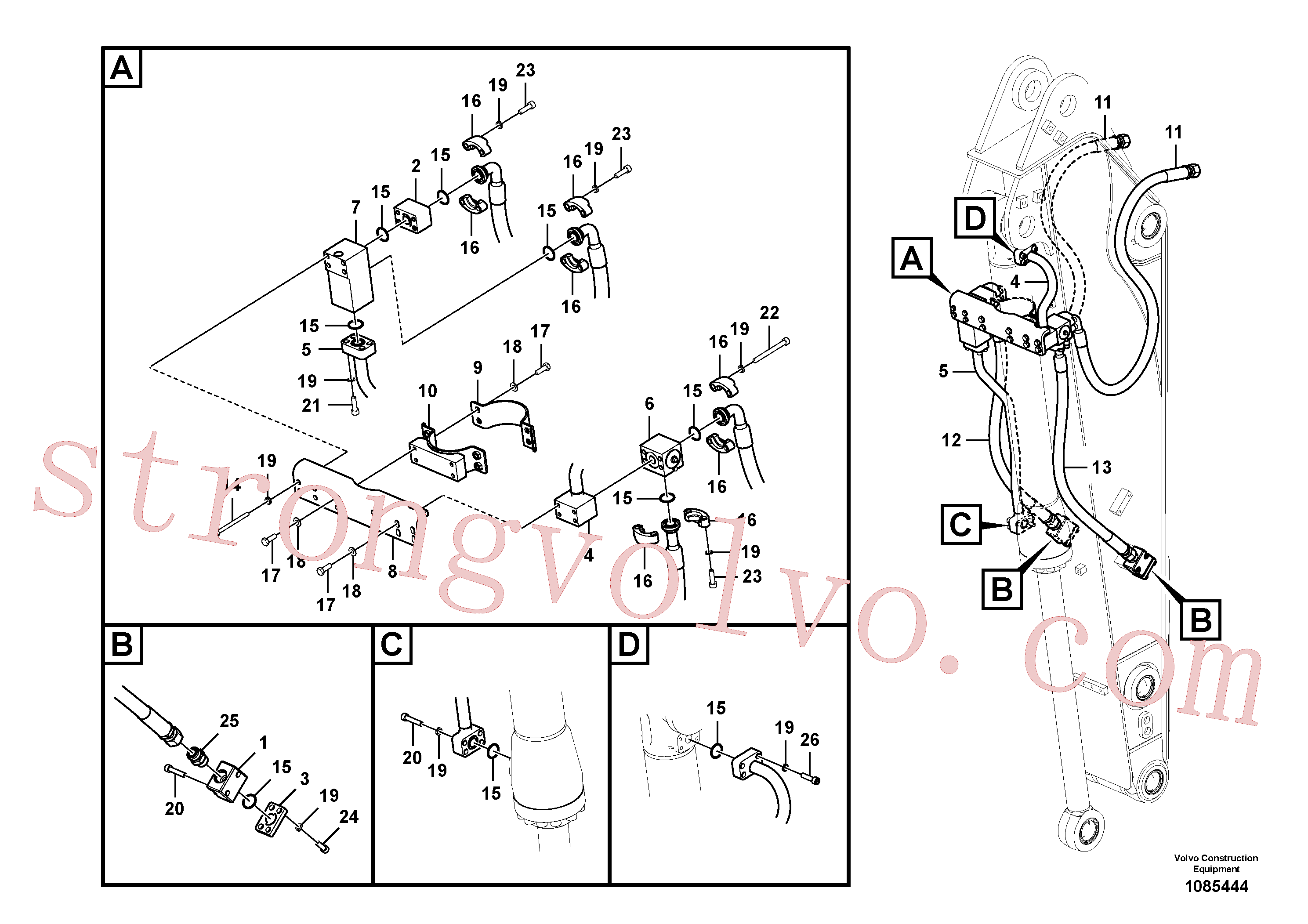 VOE14577309 Volvo Hidráulica de serviço, cilindro do balde no braço de afundamento(1085444 Montagem)