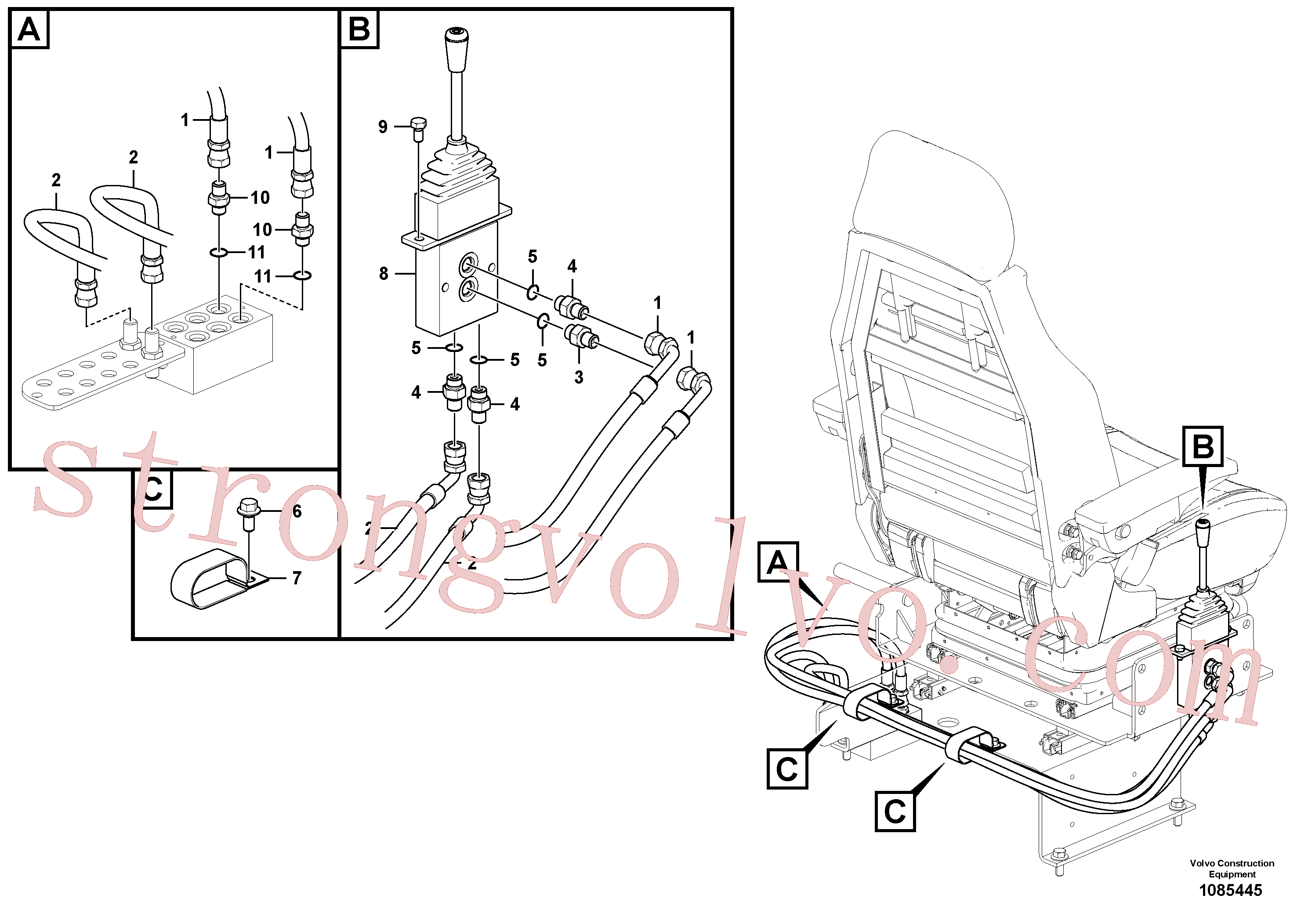 VOE14883806 Volvo Sistema servomotor, lâmina de terraplanagem(1085445 Montagem)