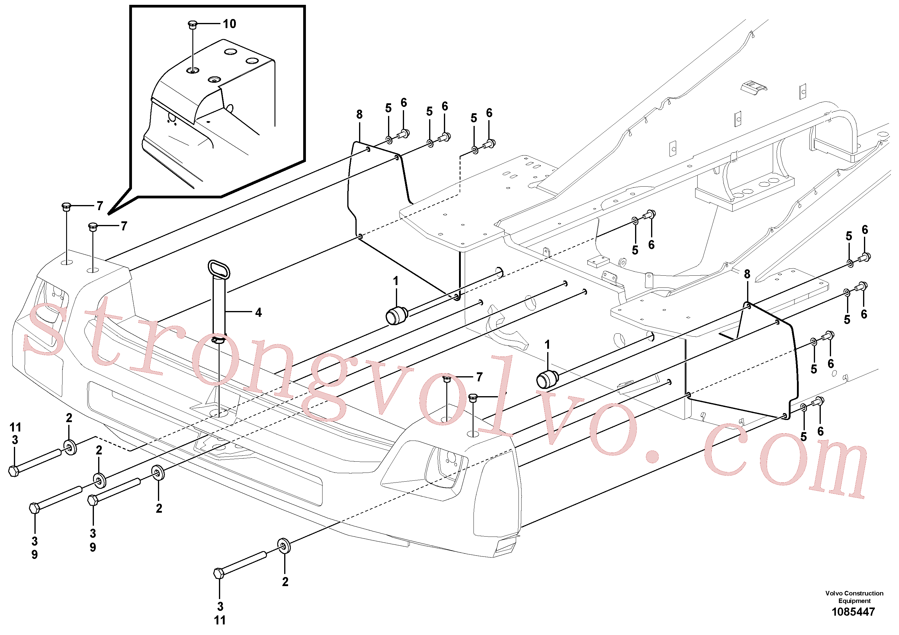VOE11055617 Volvo Engate traseiro e contra-peso(1085447 Montagem)
