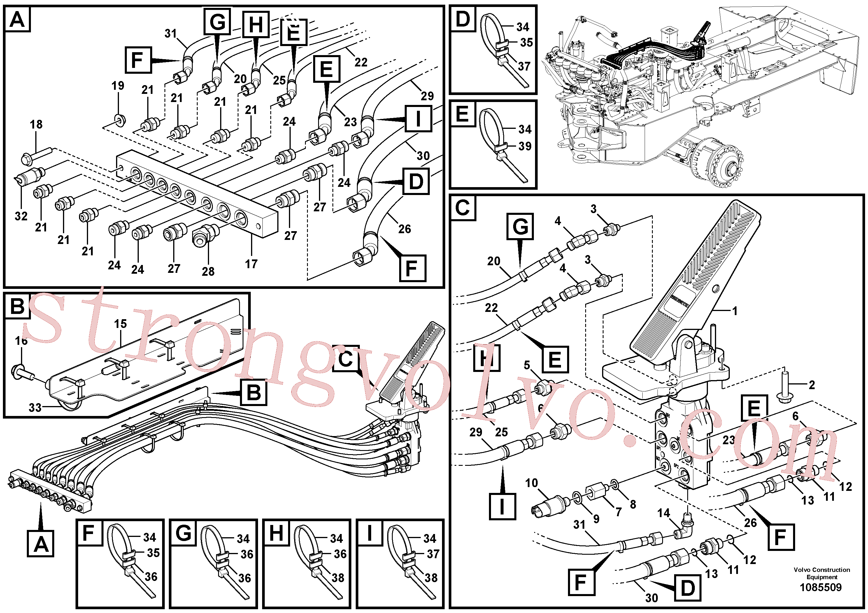 VOE937094 Volvo Sistema do travão hidráulico, cabina(1085509 Montagem)