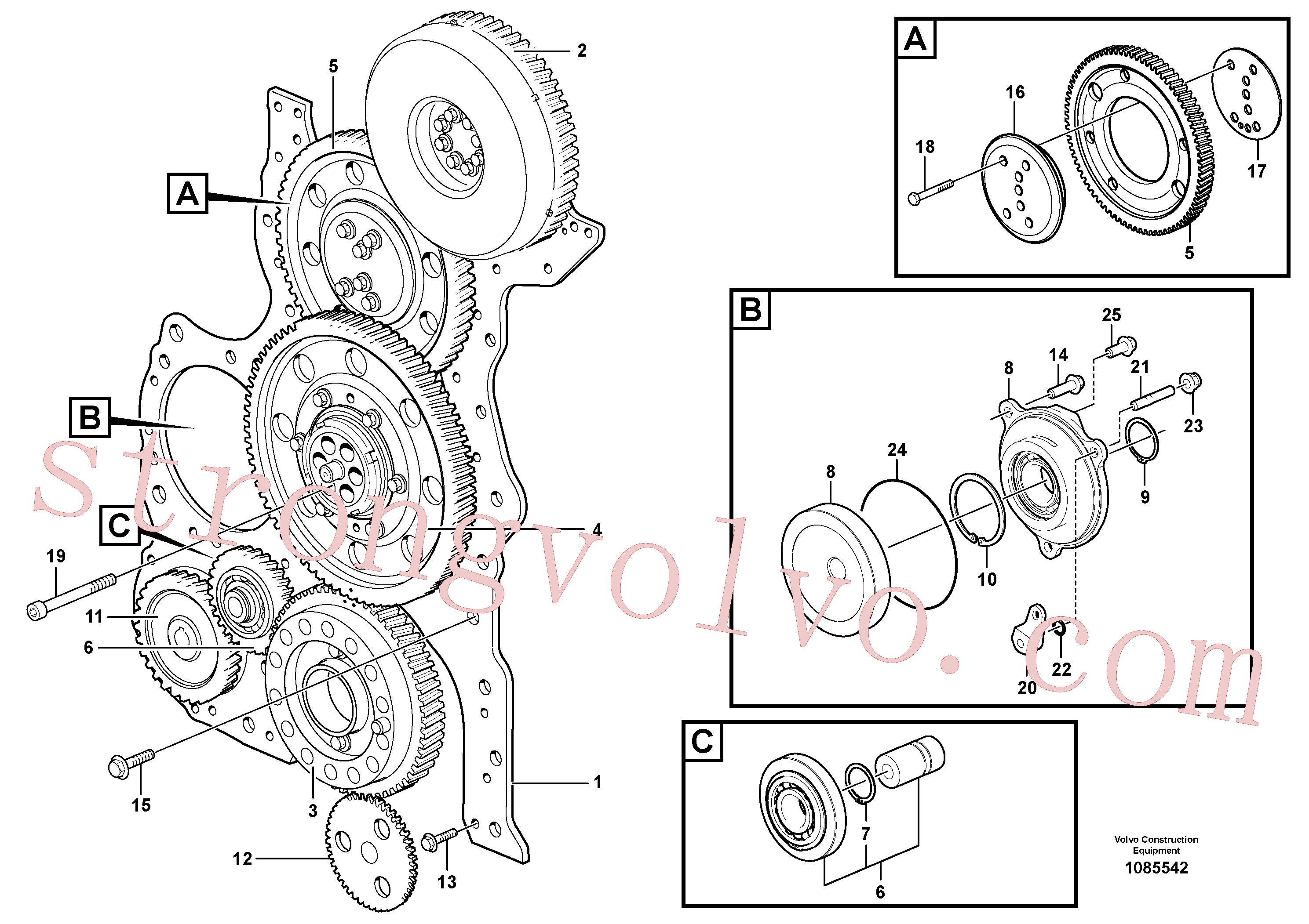 VOE984813 Volvo Carretos e caixa da engrenagem de distribuição(1085542 Montagem)