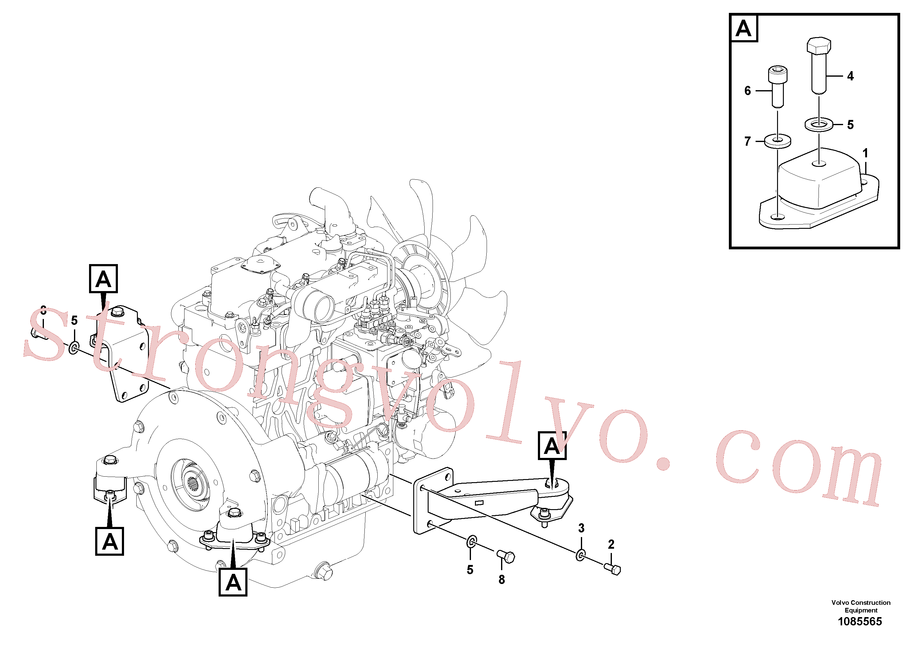 VOE993426 Volvo Suporte do motor(1085565 Montagem)