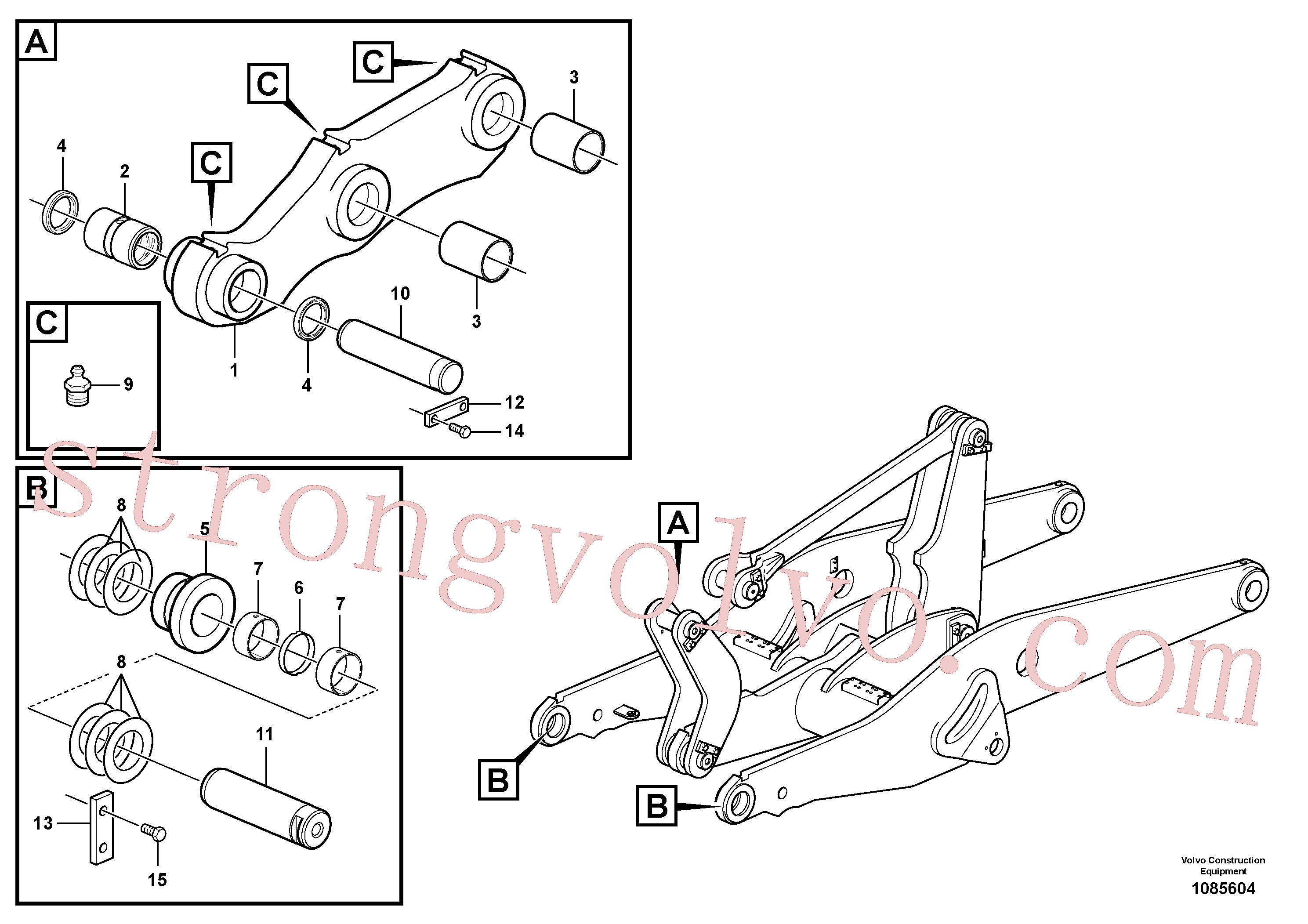 VOE11305011 Volvo Conjunto do suporte de acoplamentos.(1085604 Montagem)