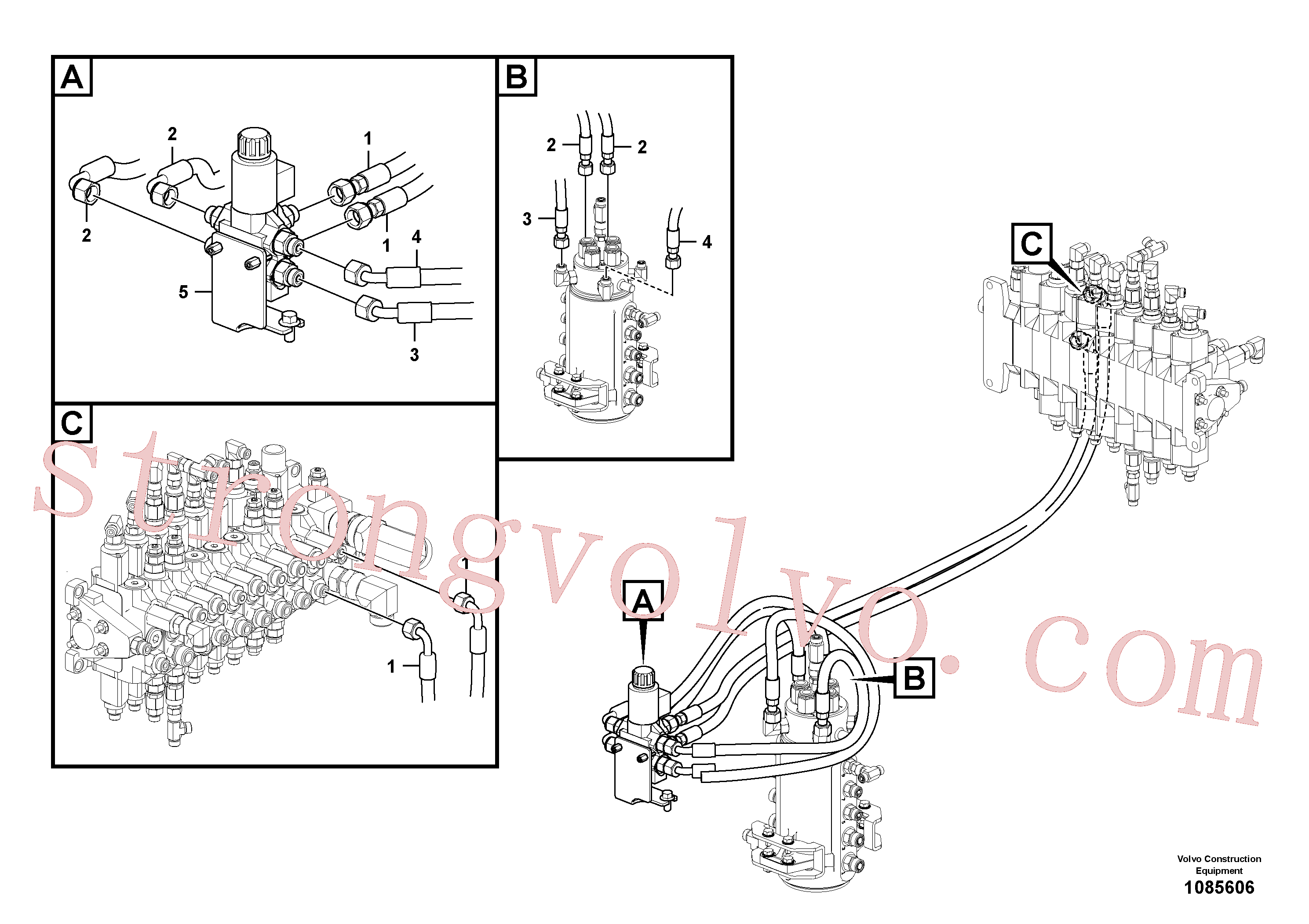 VOE11431053 Volvo Circuito hidráulico (plataforma/válvula de equilíbrio/cilindro de desvio)(1085606 Montagem)