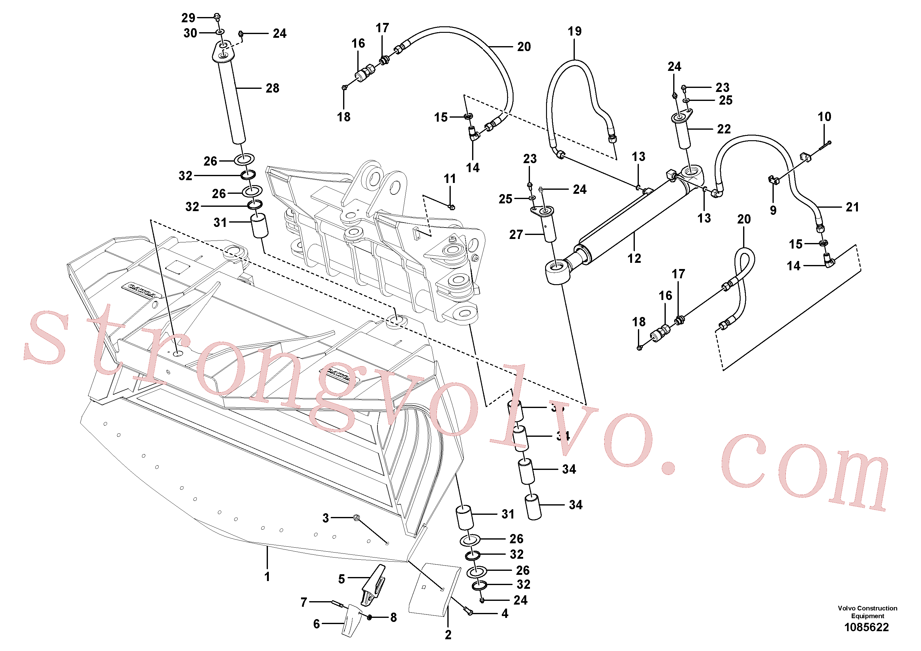 VOE984453 Volvo Balde de basculamento alto(1085622 Montagem)