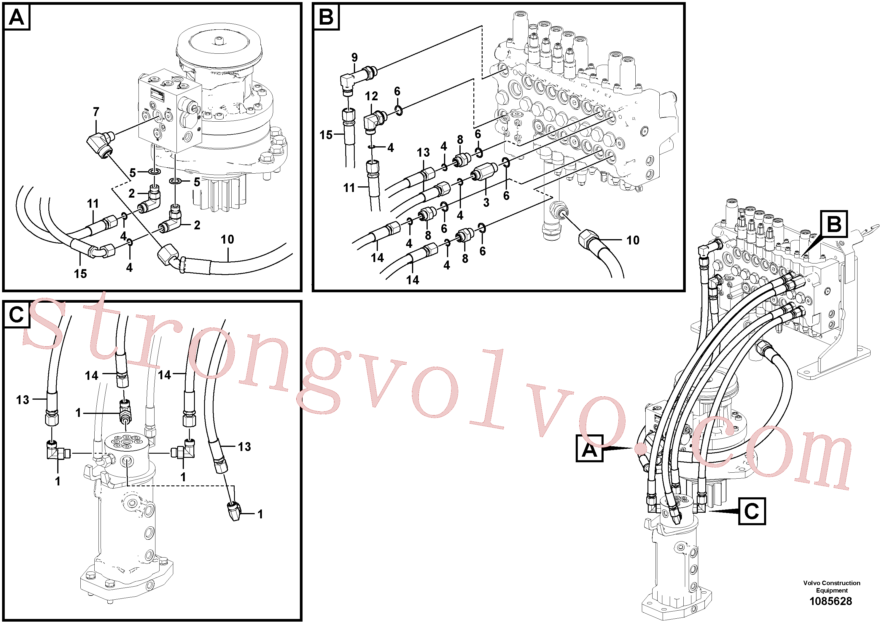 RM59922955 Volvo Sistema hidráulico, válvula de comando da lança e articulação(1085628 Montagem)
