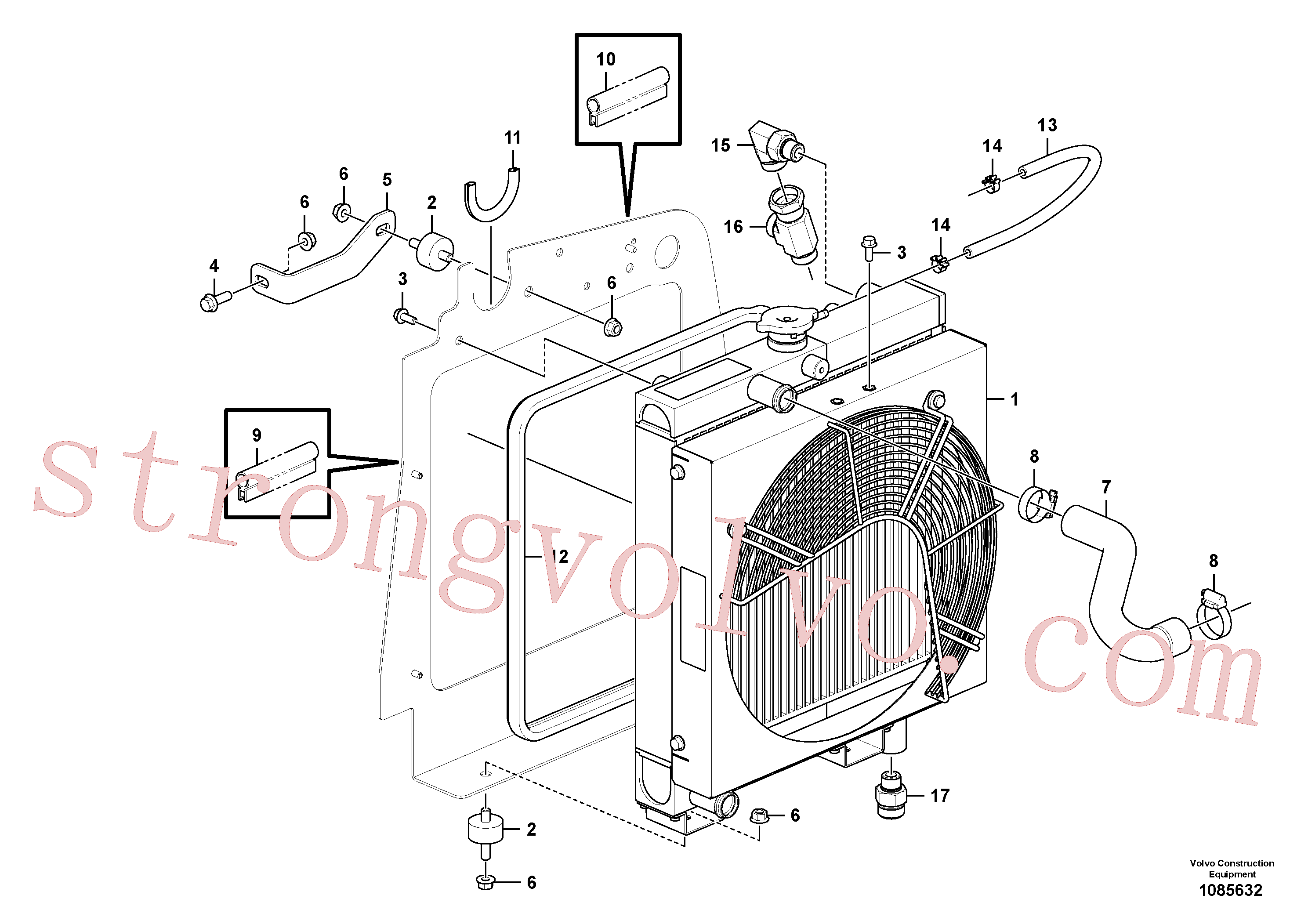 VOE11803383 Volvo Radiador com acessórios(1085632 Montagem)
