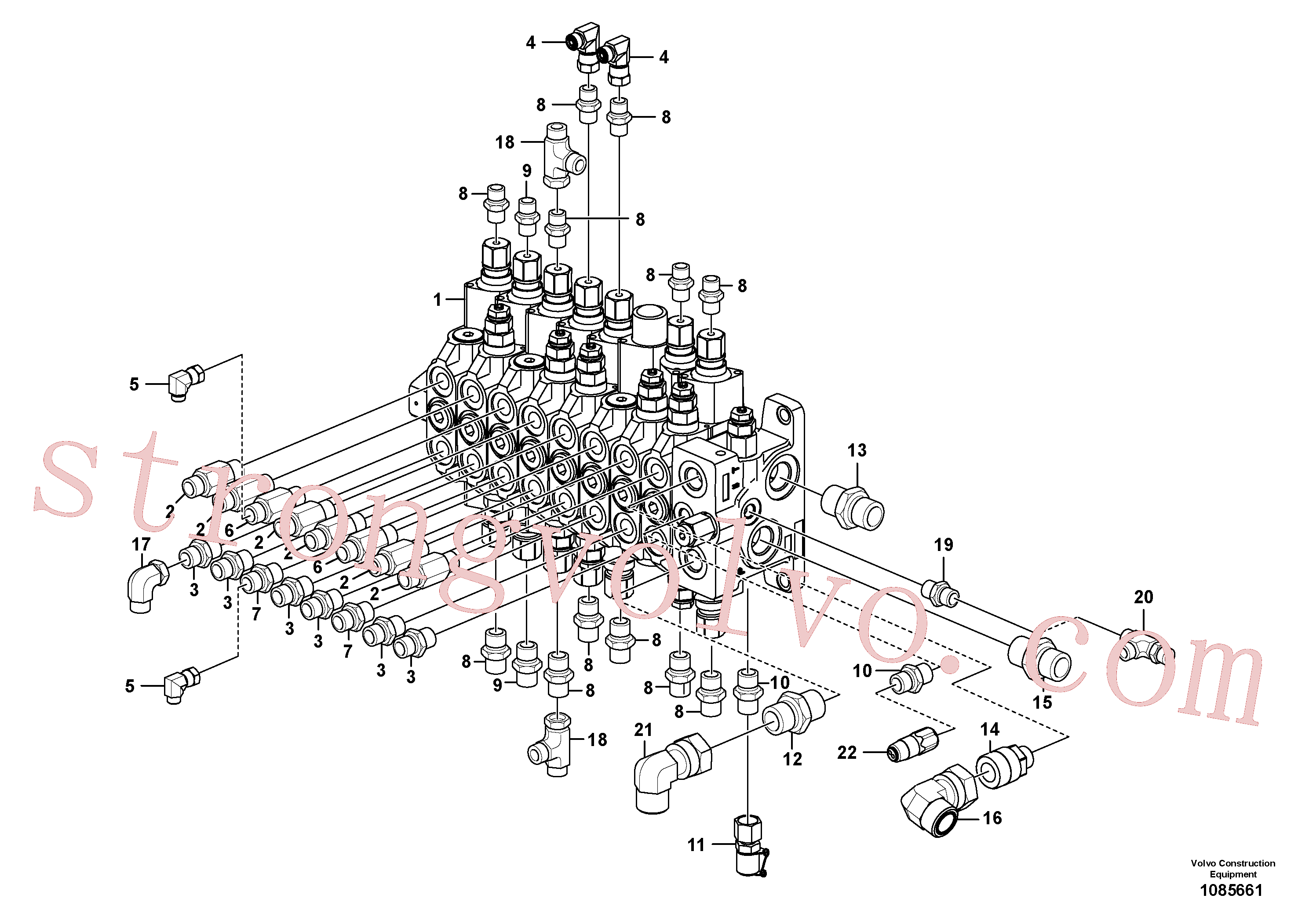 VOE11806749 Volvo Válvula de comando com acessórios.(1085661 Montagem)
