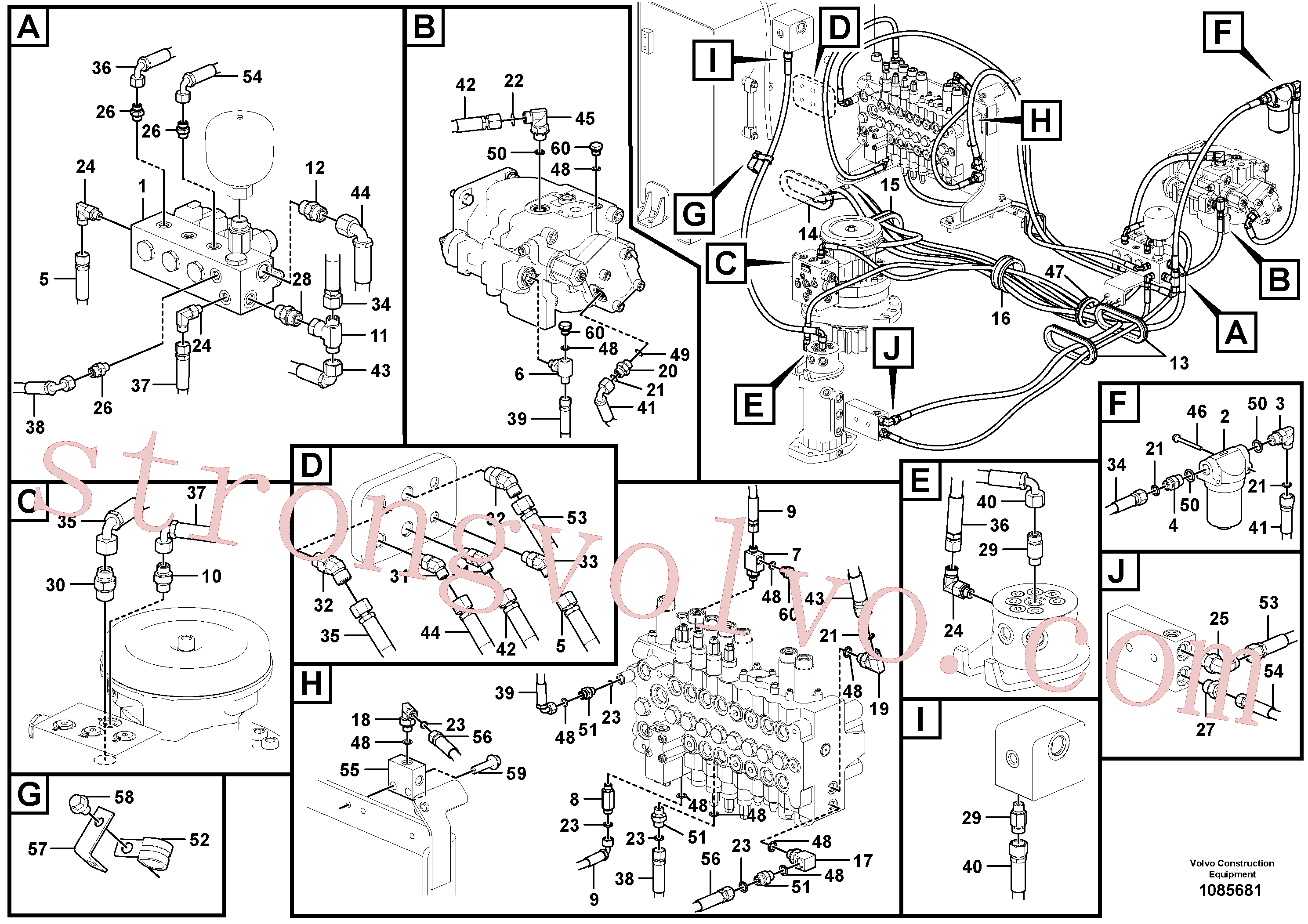 VOE14587039 Volvo Sistema servomotor, válvula de comando para pedal da válvula de comando(1085681 Montagem)